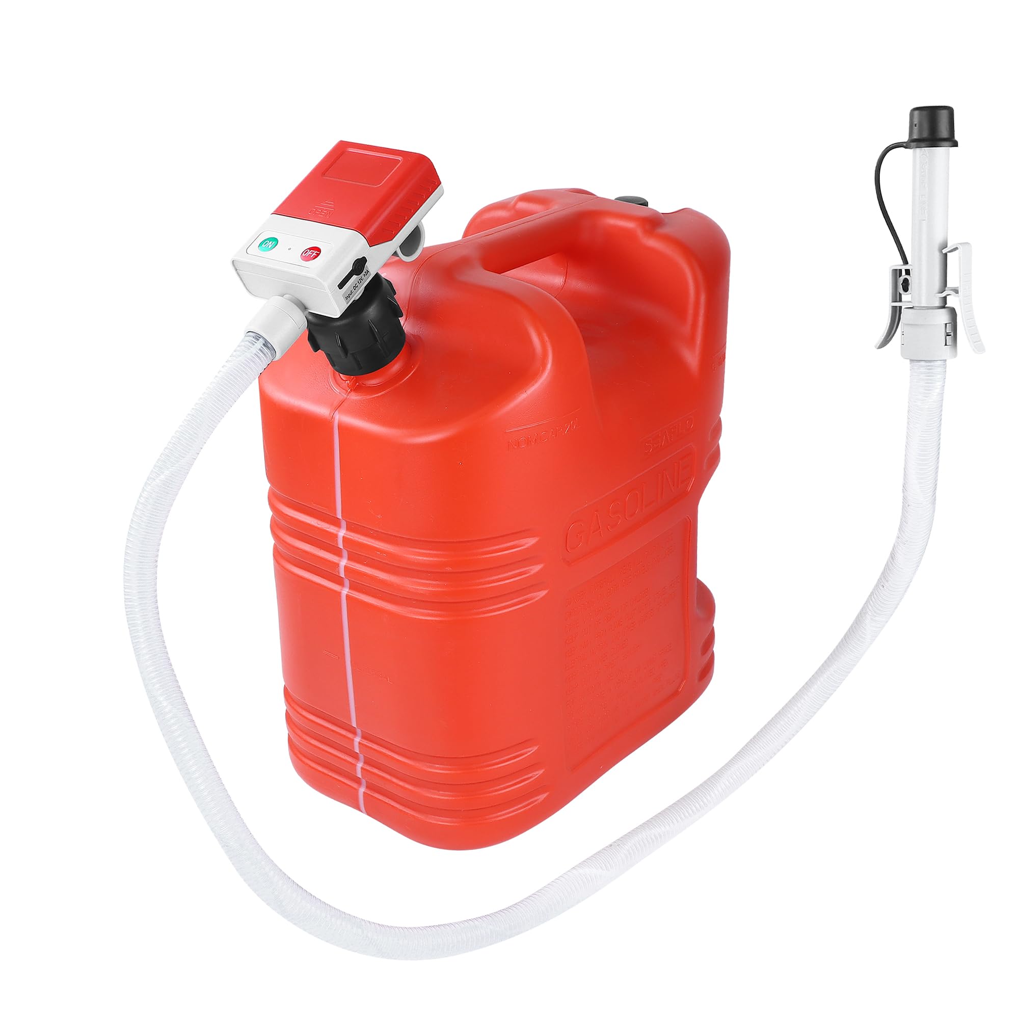 Fuel Transfer Pump, 3.8 Gpm, Auto-Stop Nozzle, 51-Inch Hose With 3 Tank Fittings, Battery-Powered Portable Siphon Pump For Oil,