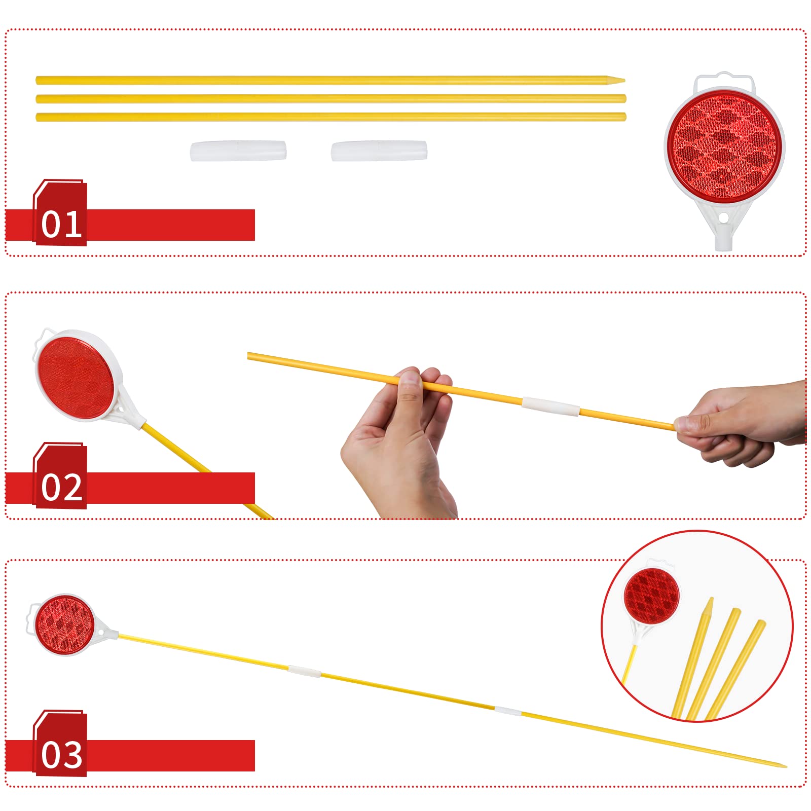 Orange Reflective Driveway Markers,Snow Plow Markers,Plow Markers,51 Inch Yellow Fiberglass Pole Double Sided Reflector For Driv