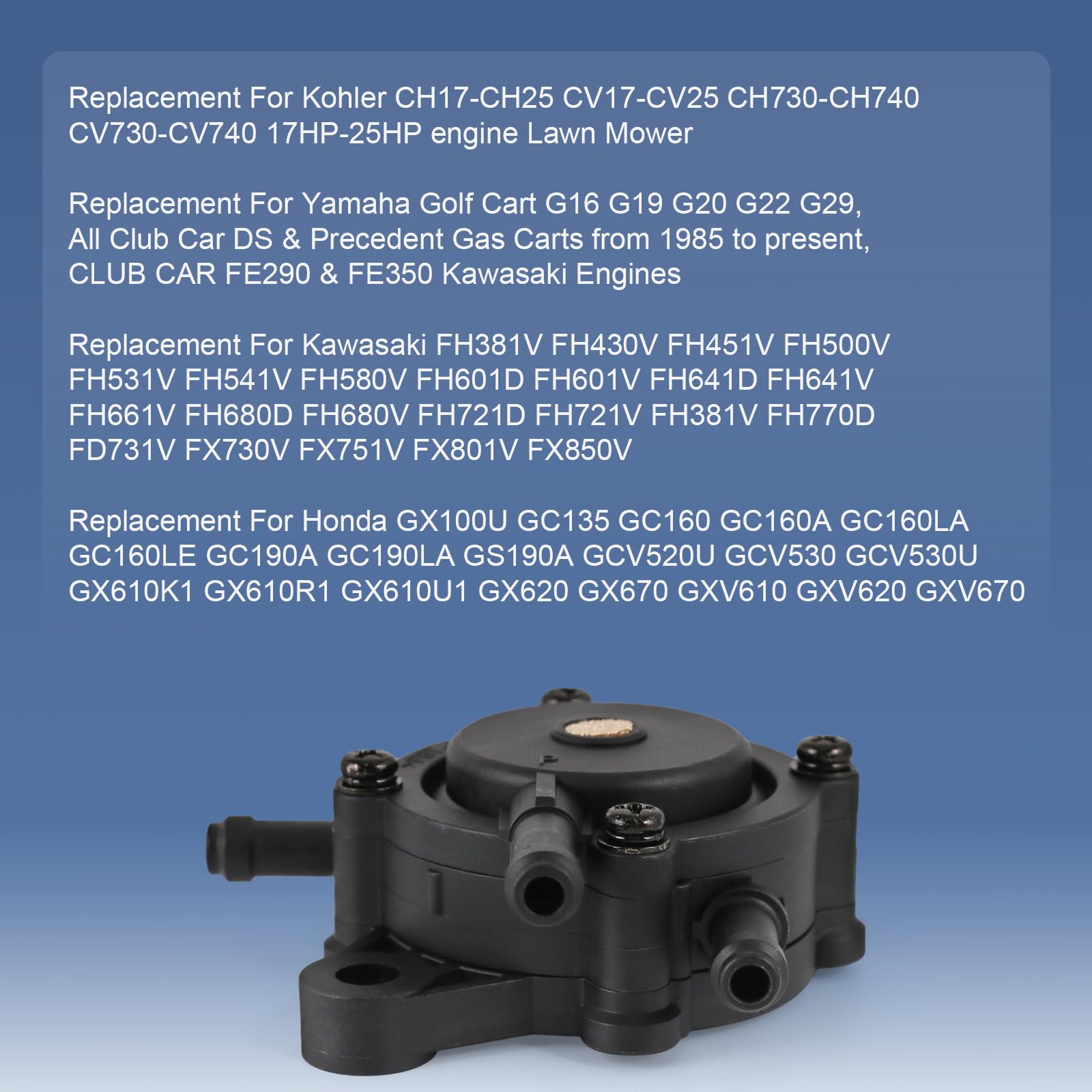 Radhlbniu Fuel Pump Replacement For Bs 491922 808656 Kohler 17Hp-25Hp John Deree Lg808656 M138498 M145667 Honda Yamaha Small Engine Lawn Mower Tractor