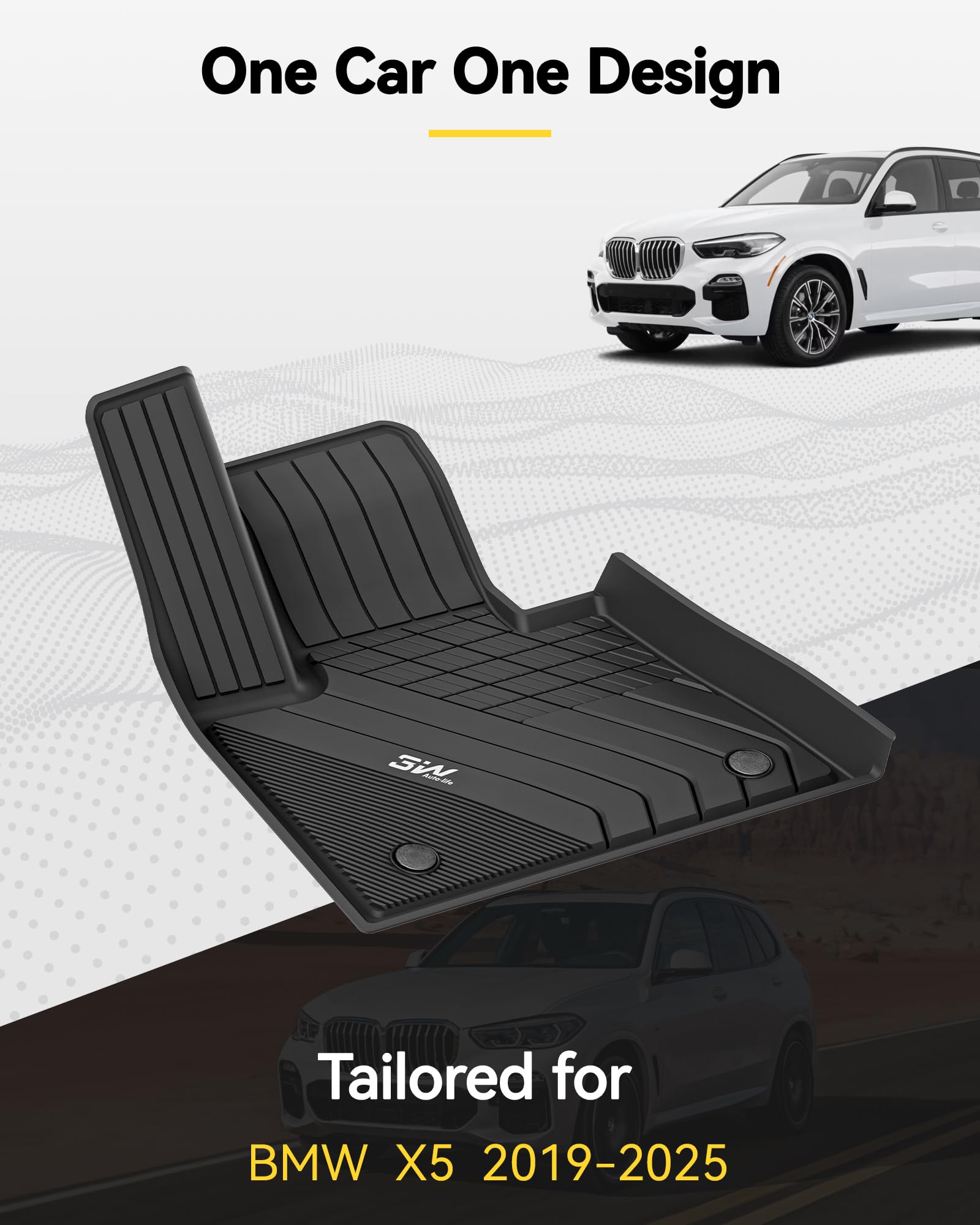 3W Floor Mats & Cargo Liner Custom Fit For Bmw X5 2019-2024 2025 Tpe All-Weather Full Set Harmless Heavy Duty Floor Liner And Tr