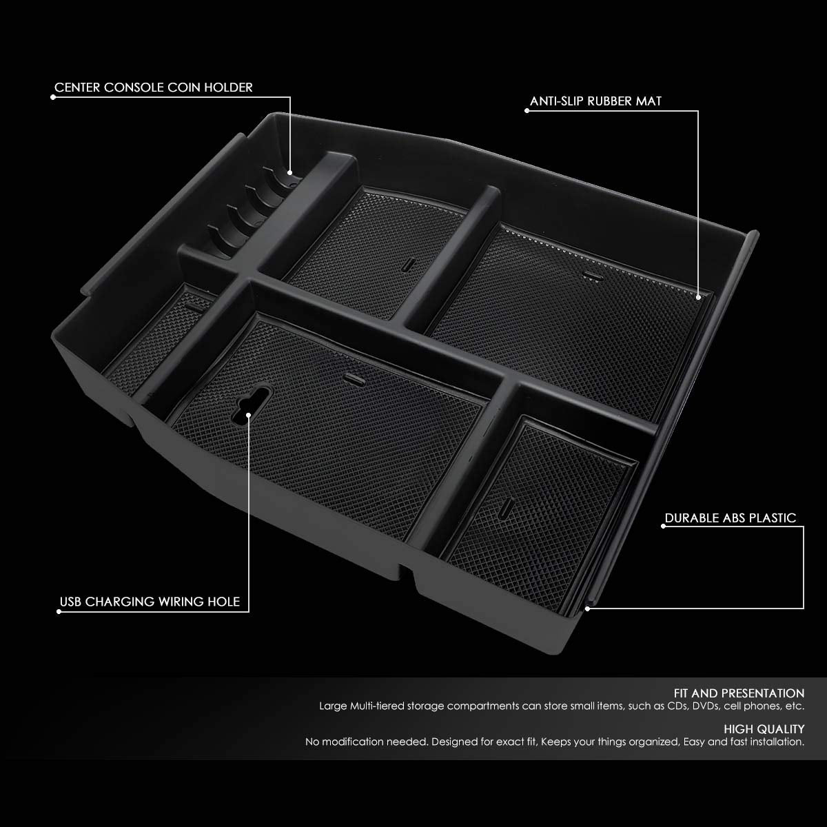Dna Motoring Center Console Organizer Tray Compatible With 15-18 F150, Armrest Storage Box, Ztl-Y-0006