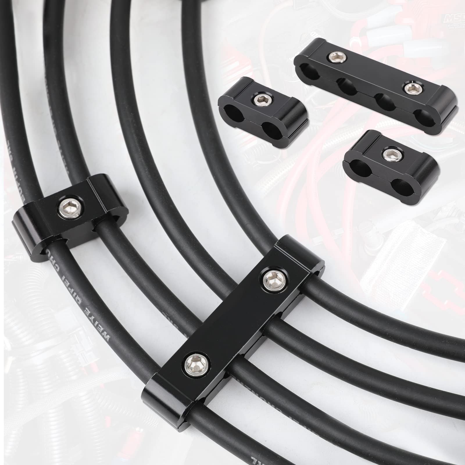 12Pc Engine Spark Plug Wire Separator Divider & 8Pc Spark Plug Wire Boots Protector Heat Sheild Sleeve 8Mm 9Mm 10Mm Spark Plug W