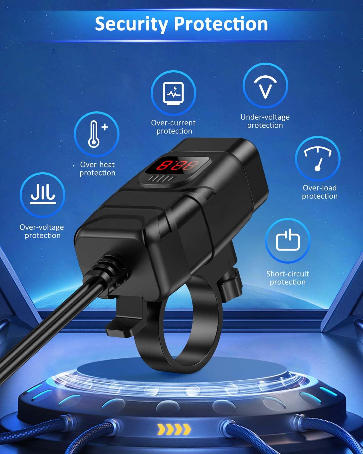 Randpow Motorcycle Phone Charger, Quick Charge 3.0 6.8A Dual Port Motorcycle Usb Charger With On/Off Switch, Waterproof Quick Disconnect Sae Usb Adapter Motorcycle Accessories For Phone, Tablet