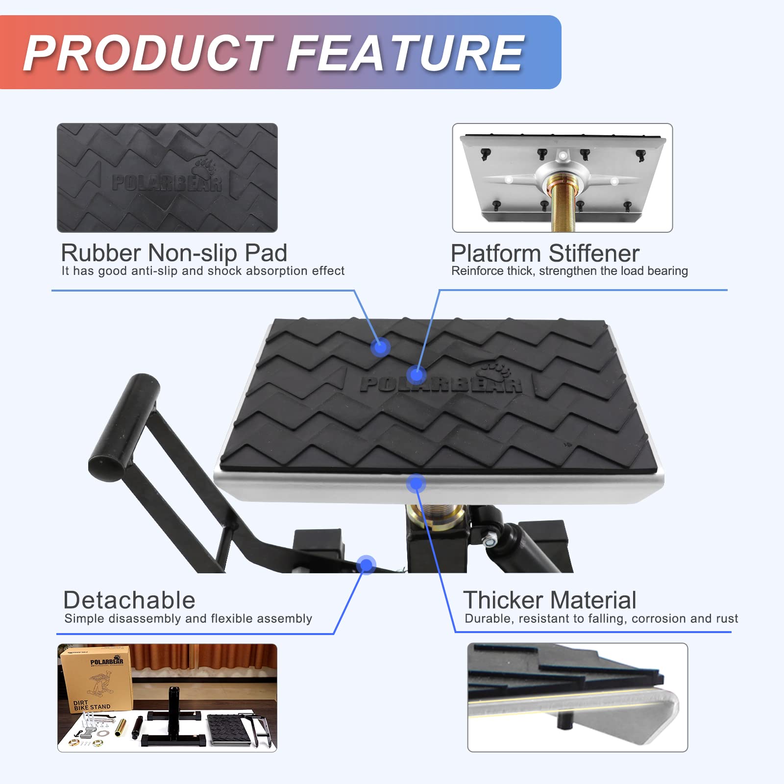 Polarbear Dirt Bike Stand Hydraulic Jack Vertical Lift Cnc, For Dirt Bike/Atv/Adv/Rally Maintenance, Motorcycle Dirtbike Engine