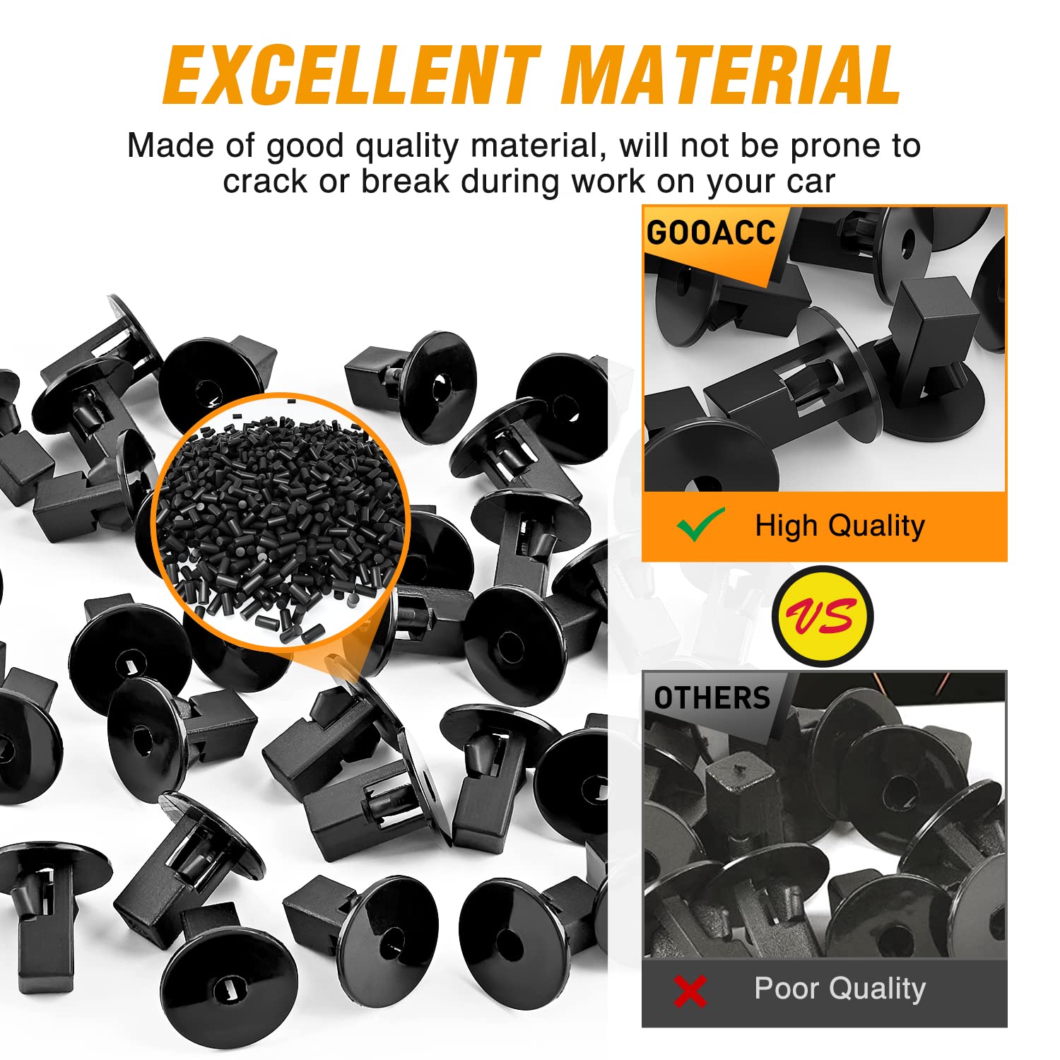 Gooacc 40Pcs Fender Liner Black Nylon Retainer Clips Replacement For Lexus Scion Toyota 4Runner Avalon Camry, Oem:#90189-06065,