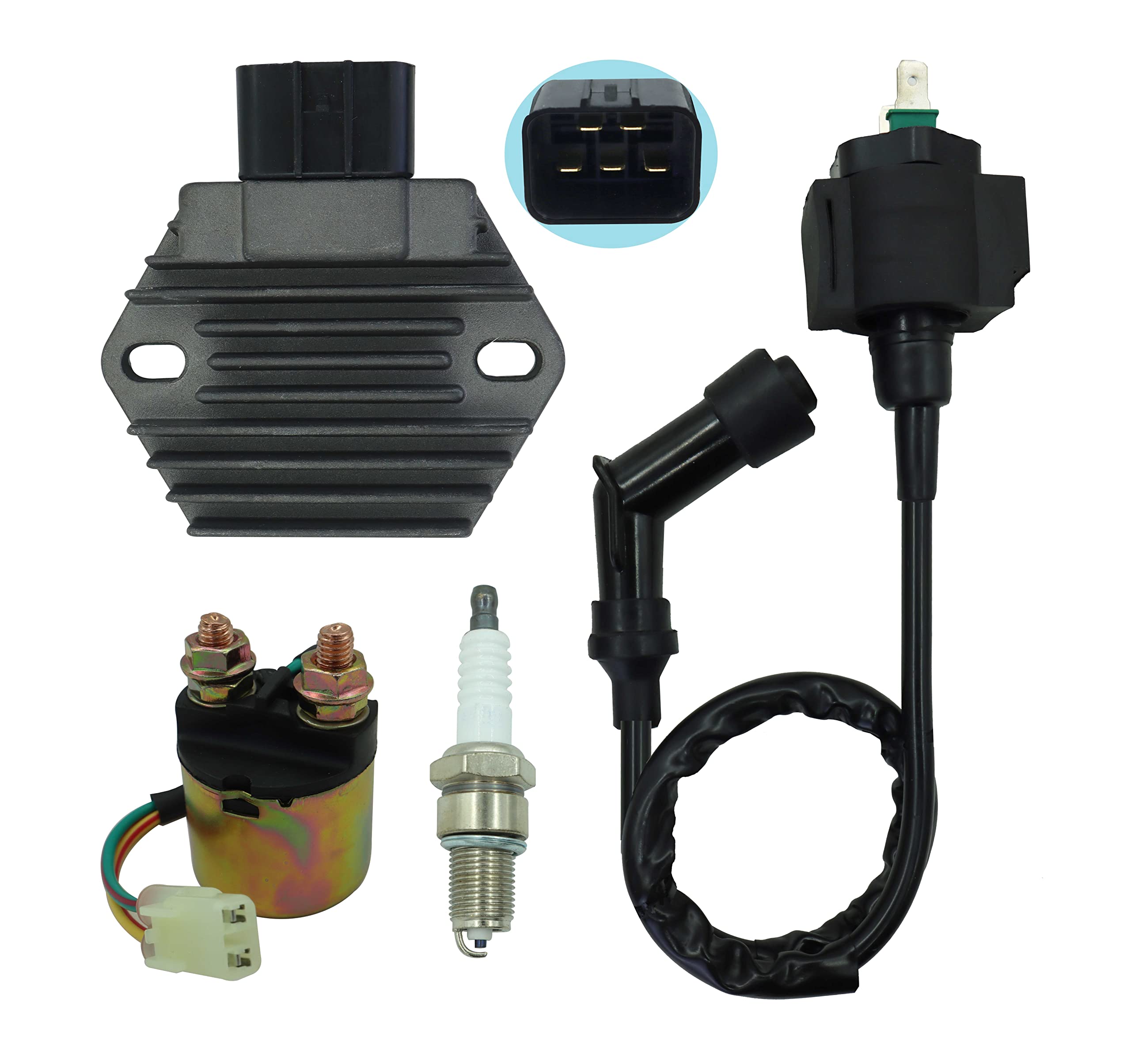 Voltage Regulator Rectifier Fit For Honda Rancher 350 Trx350Fe Trx350Fm Trx350Te Trx350Tm 2000-2006 Foreman 450 Trx450Es 1998-2001 With Starter Solenoid Relay And Ignition Coil