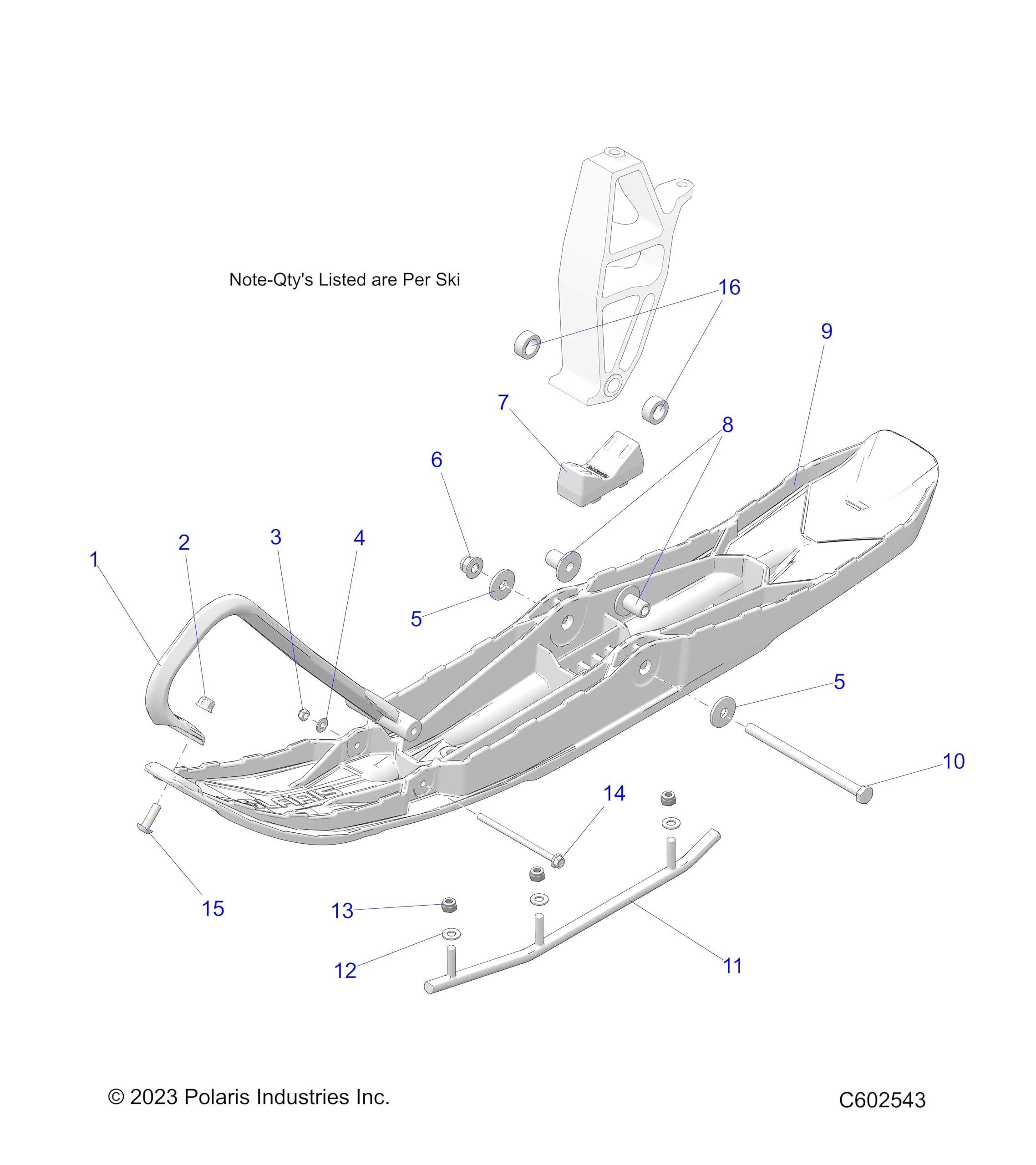 Polaris 60° 3 In. Executive Carbide Skags – Gripper Ski, Part 2875723