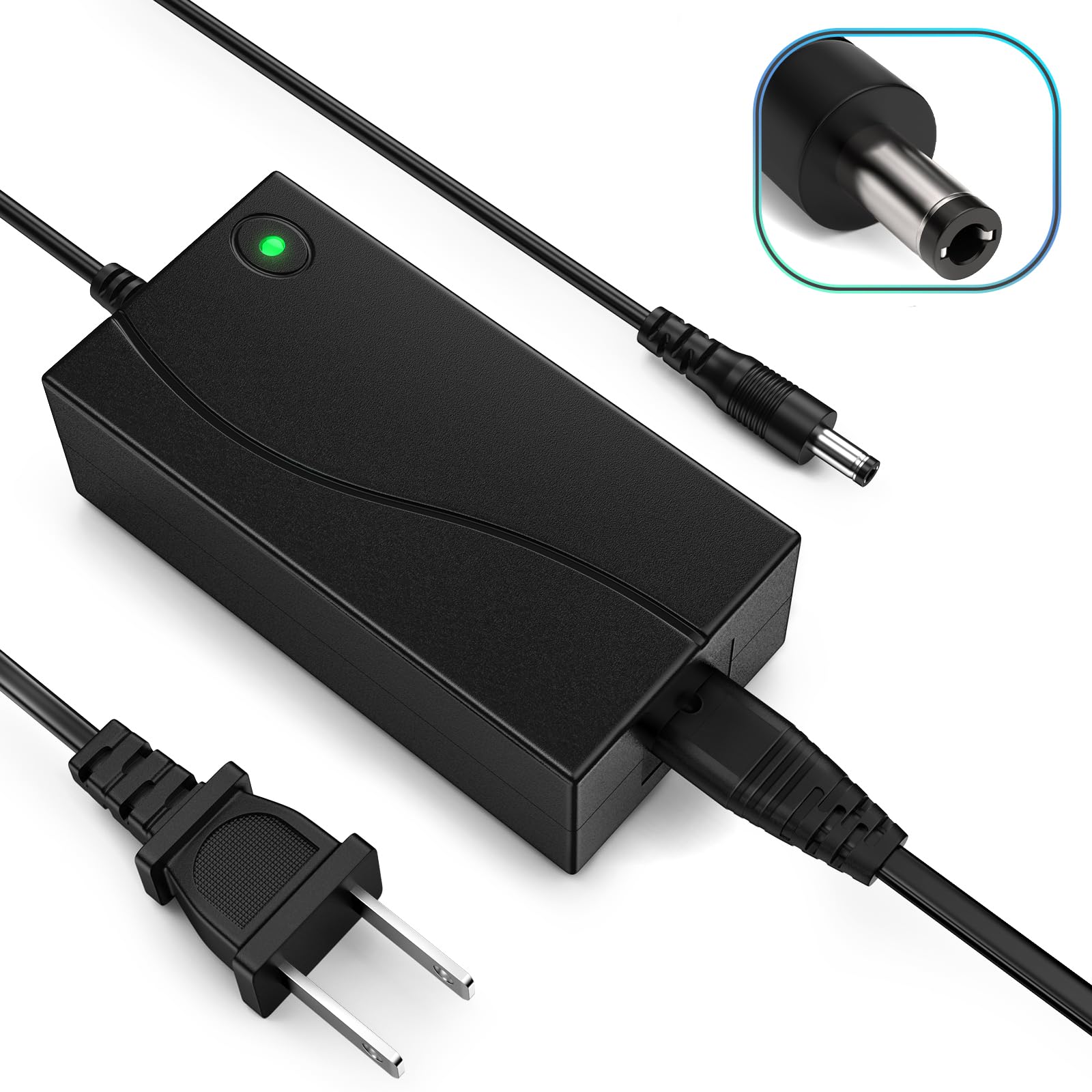 Falamiao 42V 2A Charger Replacement For Gotrax Electric Scooter 1 Prong With 5.5Mm Tip Universal Compatible With 36V Li-Ion Battery Jetson Go Trax G2 G3 G4,Gxl V2,Rival,Xr Ultra/Elite,Apex