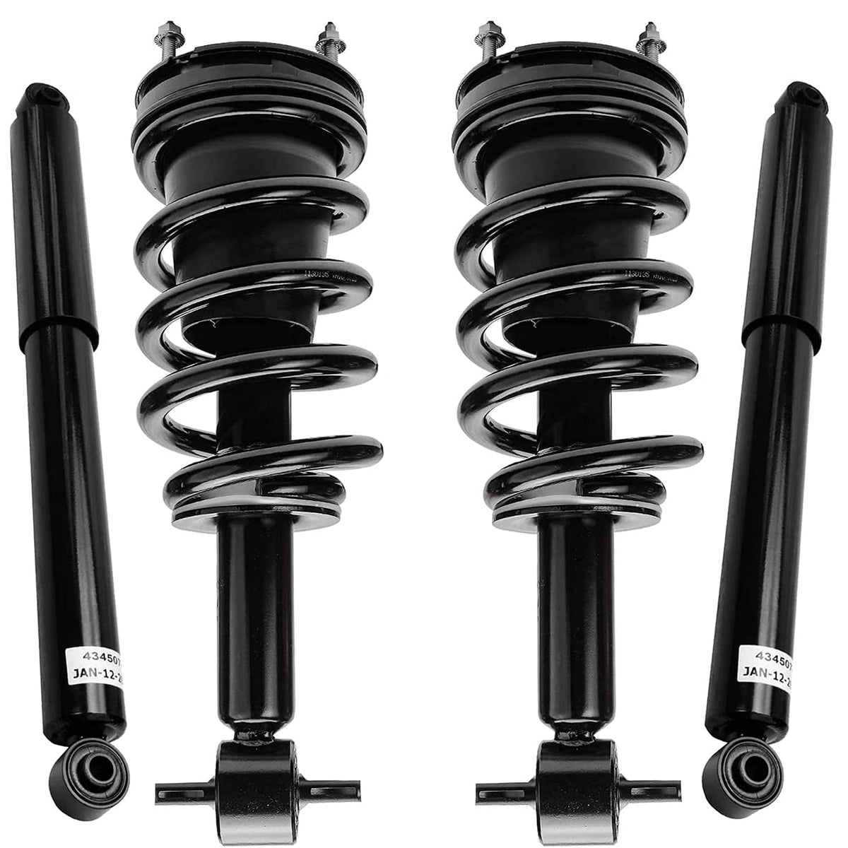 Detroit Axle - Struts Shocks For 2007-2013 Gmc Chevy Silverado Sierra 1500 [Exc. Electronic Susp] 2 Front Struts With Coil Spring 2 Rear Shock Absorbers 2008 2009 2010 2011 2012 Replacement Suspension
