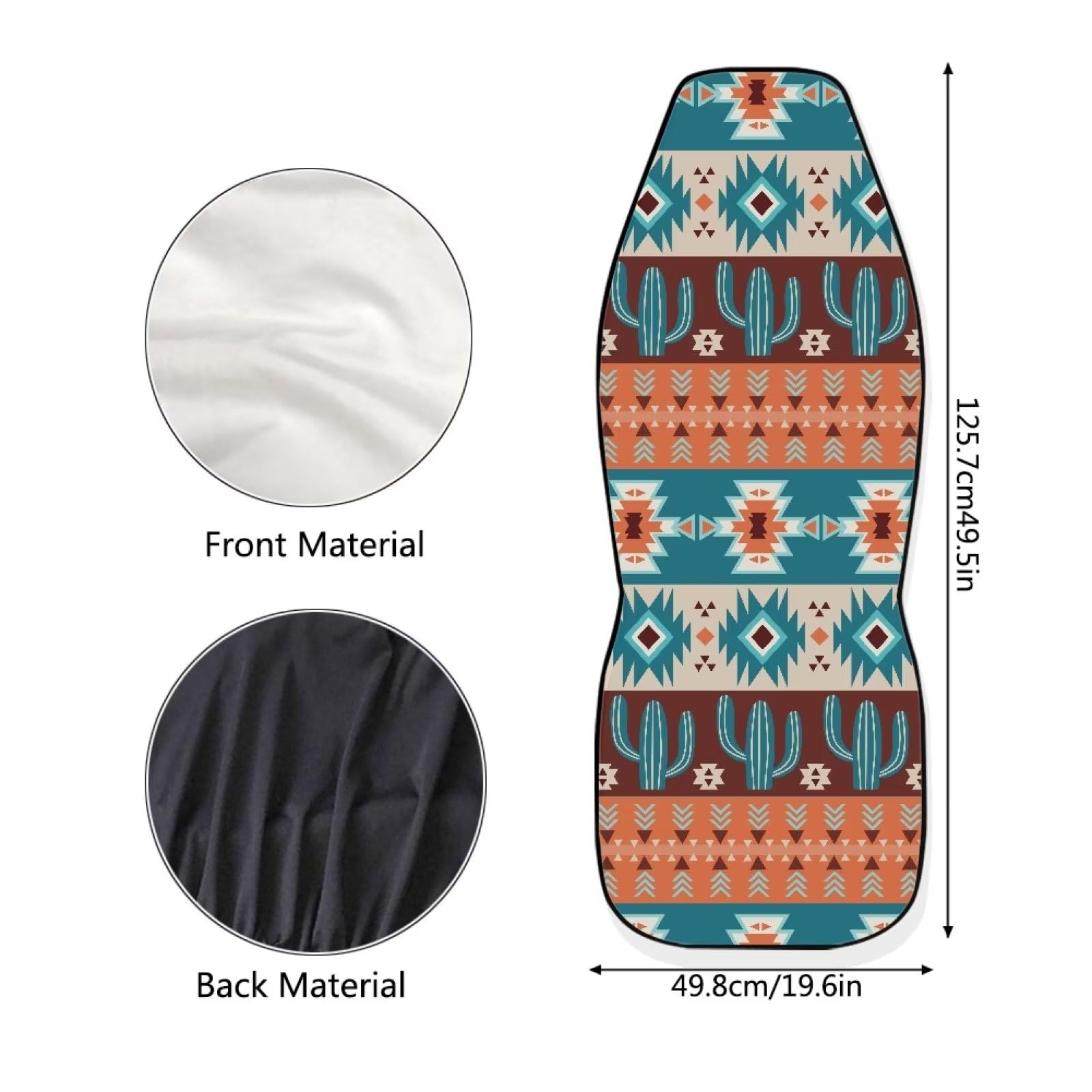Salabomia Aztec Car Seat Cover, Cactus High Back Stretchy Car Seat Protector Cover for Women, Comfortable 2 Piece Car Seat Cover