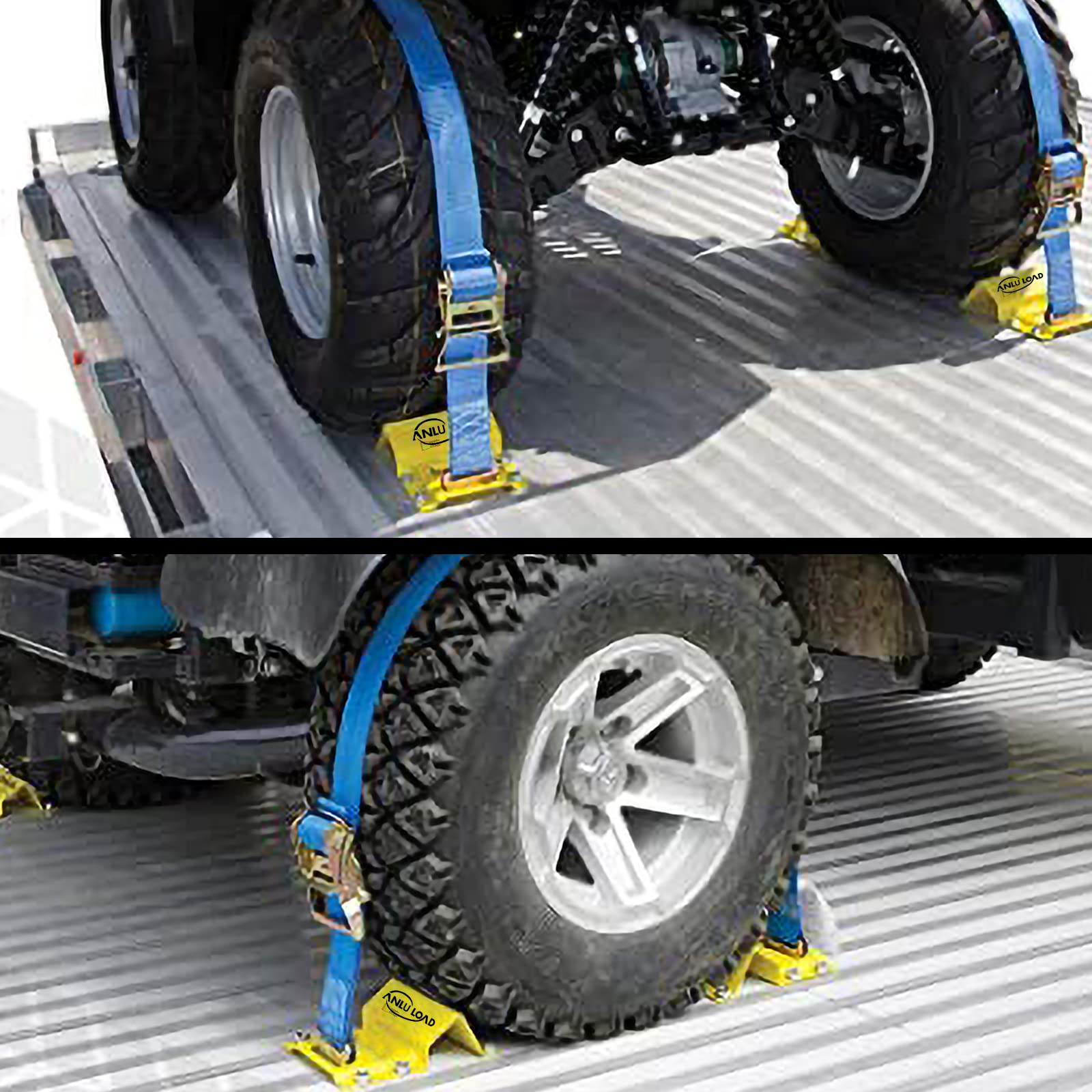 Anluload Wheel Chock Tie Down Kit,Wheel Tie Down Straps,E Track Tie Down System For Atv,Utv,Construction Equipment&Small Tractors.