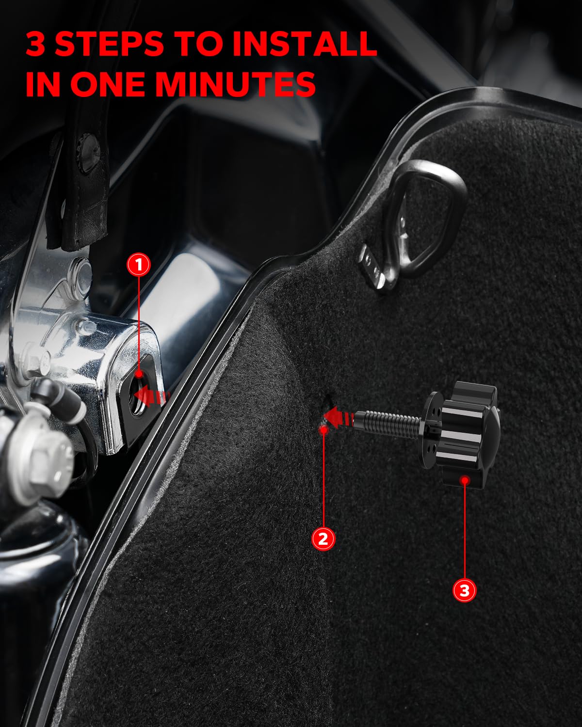 Amazicha Saddlebag Locks Upgraded Theft Deterrent Saddle Bag Bolts Mounting Hardware Compatible For Harley Davidson Touring Street Glide, Electra Glide, Road King, Road Glide 1988-Later