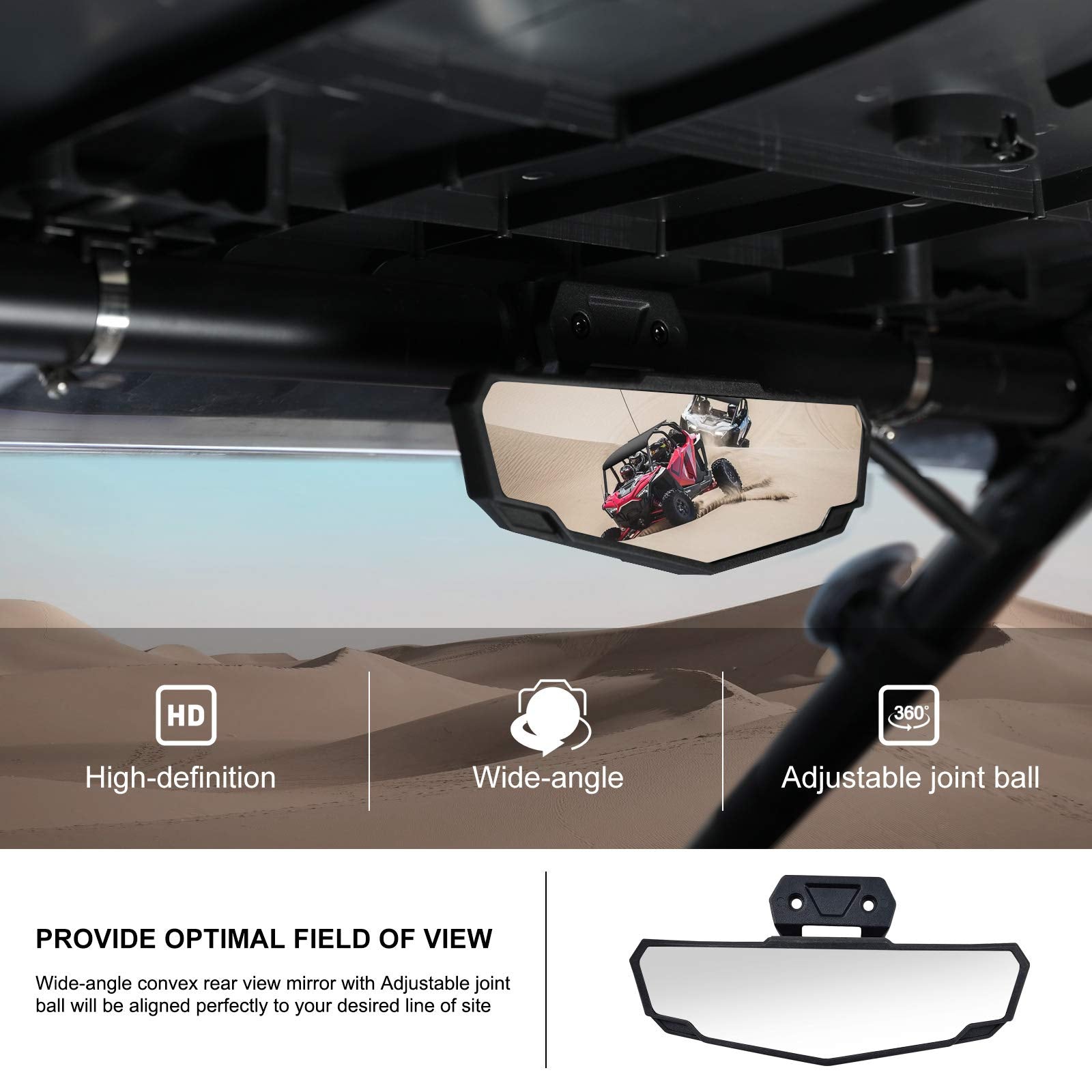 KIWI MASTER Rear View Mirror Compatible with 2024 Polaris RZR XP 1000, 2020-2024 RZR Pro XP, Pro R, Turbo R, RZR Trail/S Accesso