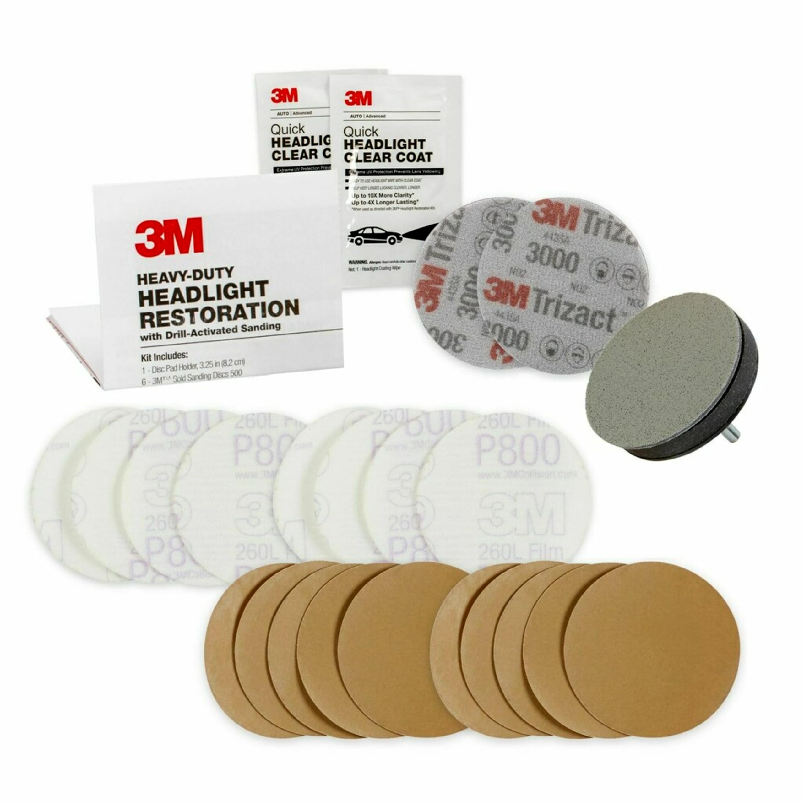 3M Headlight Restoration Kit, Heavy Duty 2-Pack, Easy Heavy Duty Car Headlight Restoration System, Headlight Cleaner And Restore