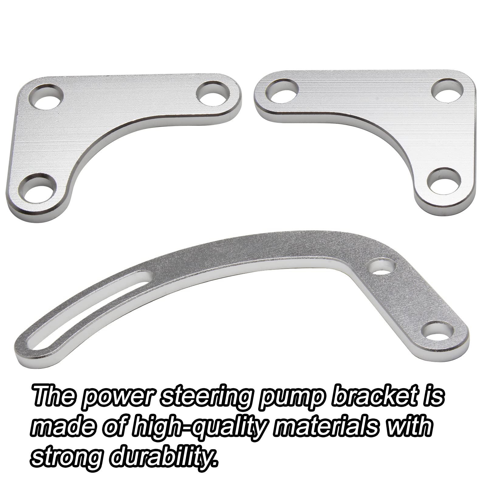 For SBC Power Steering Pump Bracket Adjustable Compatible with Chevy 350 Small Block LWP Long Water Pump