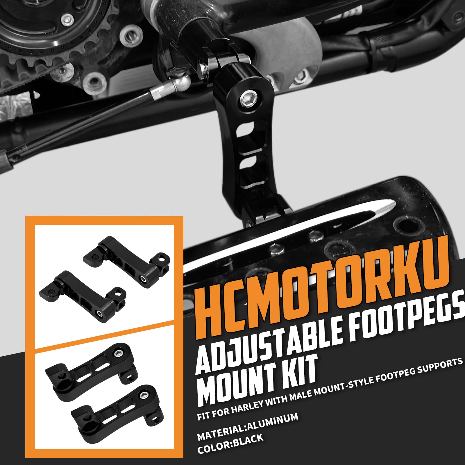 HCmotorku Adjustable Footpegs Highway Pegs Male Mount Foot Peg Clamp Support Extensions Bracket Fit For Harley Sportster Dyna So