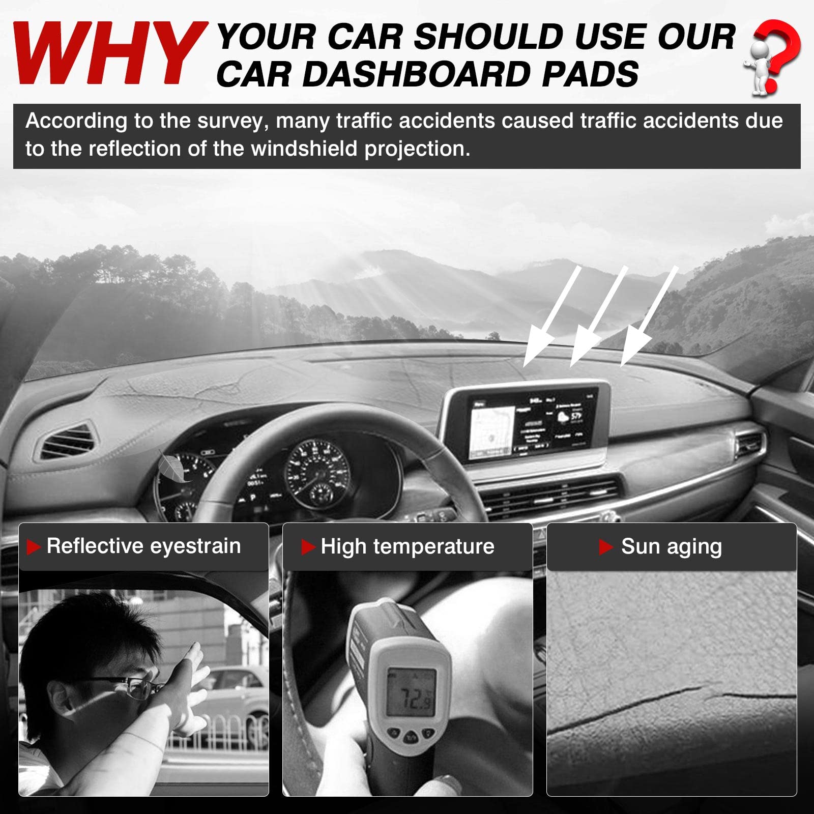 Autorder Dashboard Cover Mat For 2020 2021 2022 Kia Telluride Accessories Dash Cover Flannel Dash Mat Sunshade Glare Uv Rays Pro