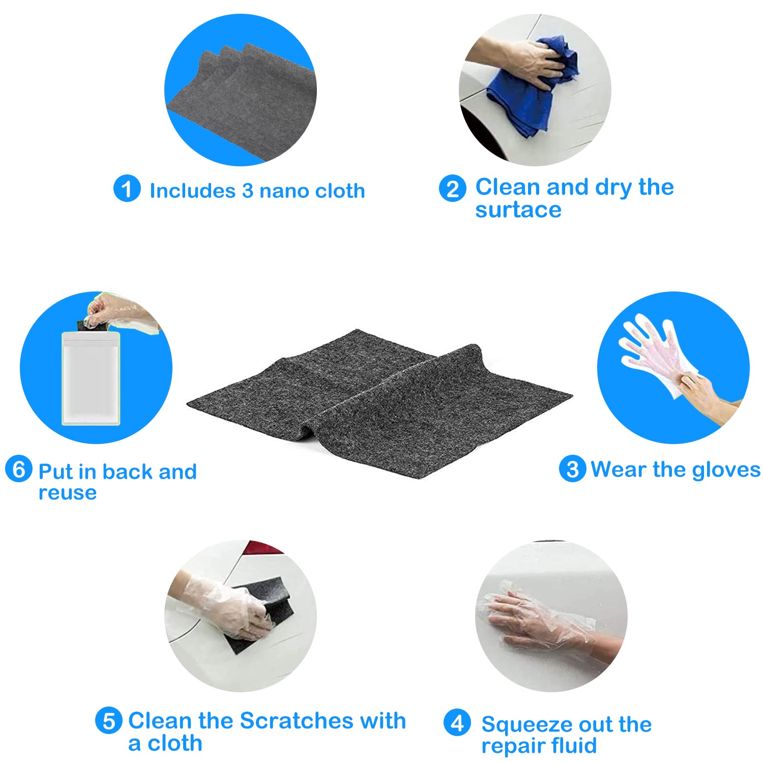 Autoglym 2024 Nano Sparkle Cloth for Car Scratches, Nano Sparkle Cloth Scratch Remover Easily Repair Scratches Paint Residues Wa