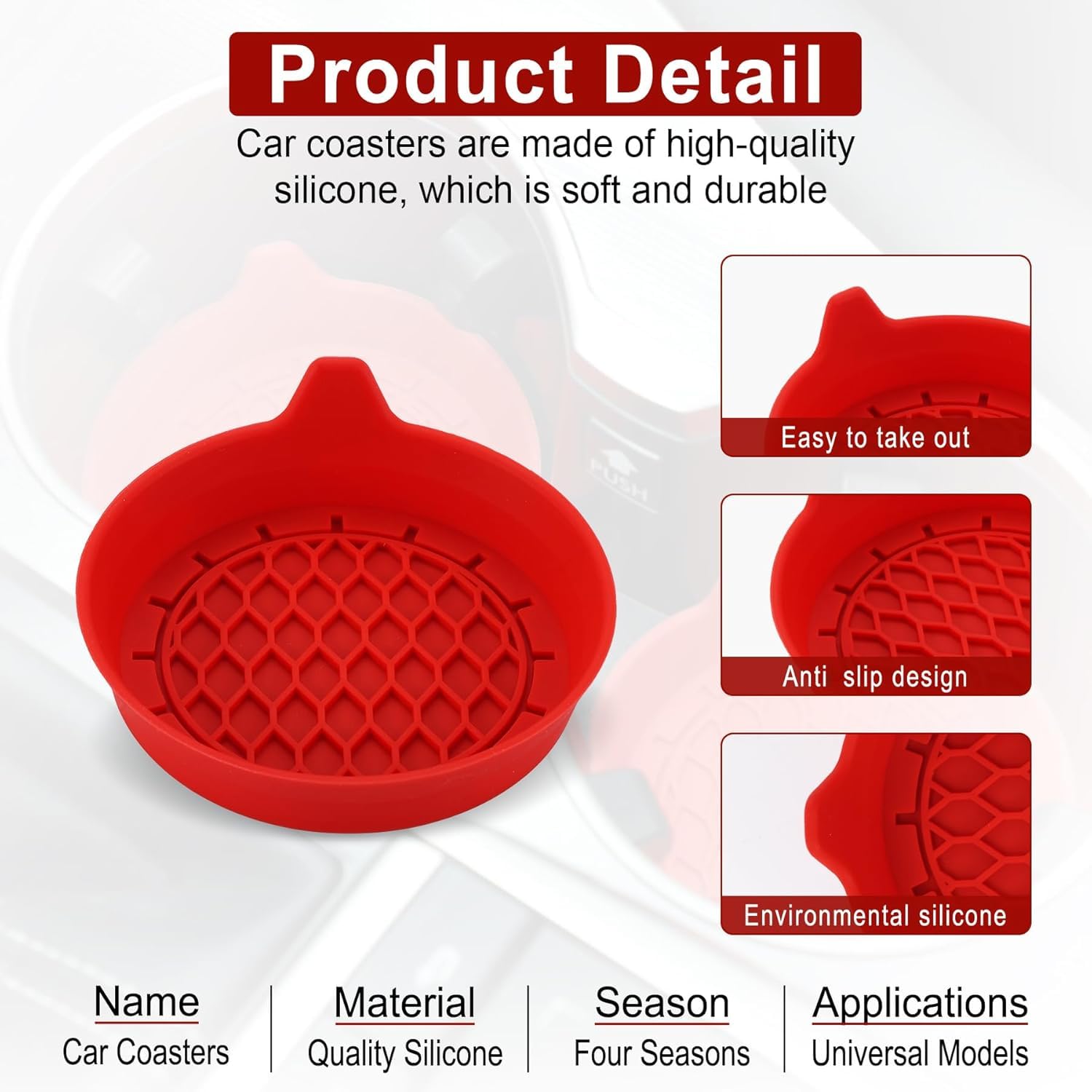 Singaro Car Cup Holder Coaster, Silicone Cup Holder Insert, Universal Non-Slip Cup Holders, Car Accessories Interior For Women A