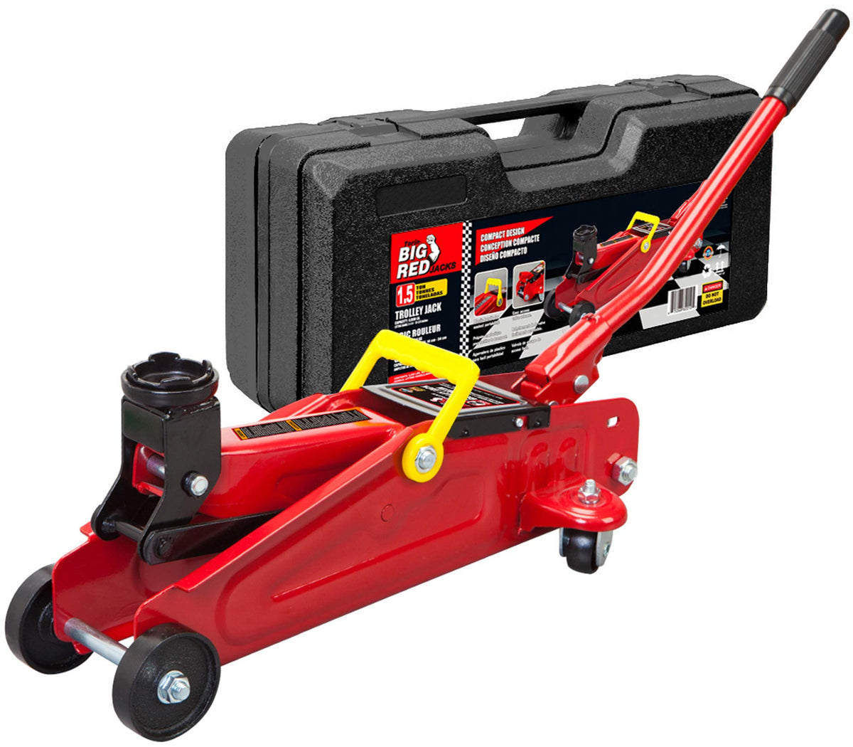 Big Red T820014S Torin Hydraulic Trolley Service/Floor Jack With Blow Mold Carrying Storage Case, 1.5 Ton (3,000 Lb) Capacity, R