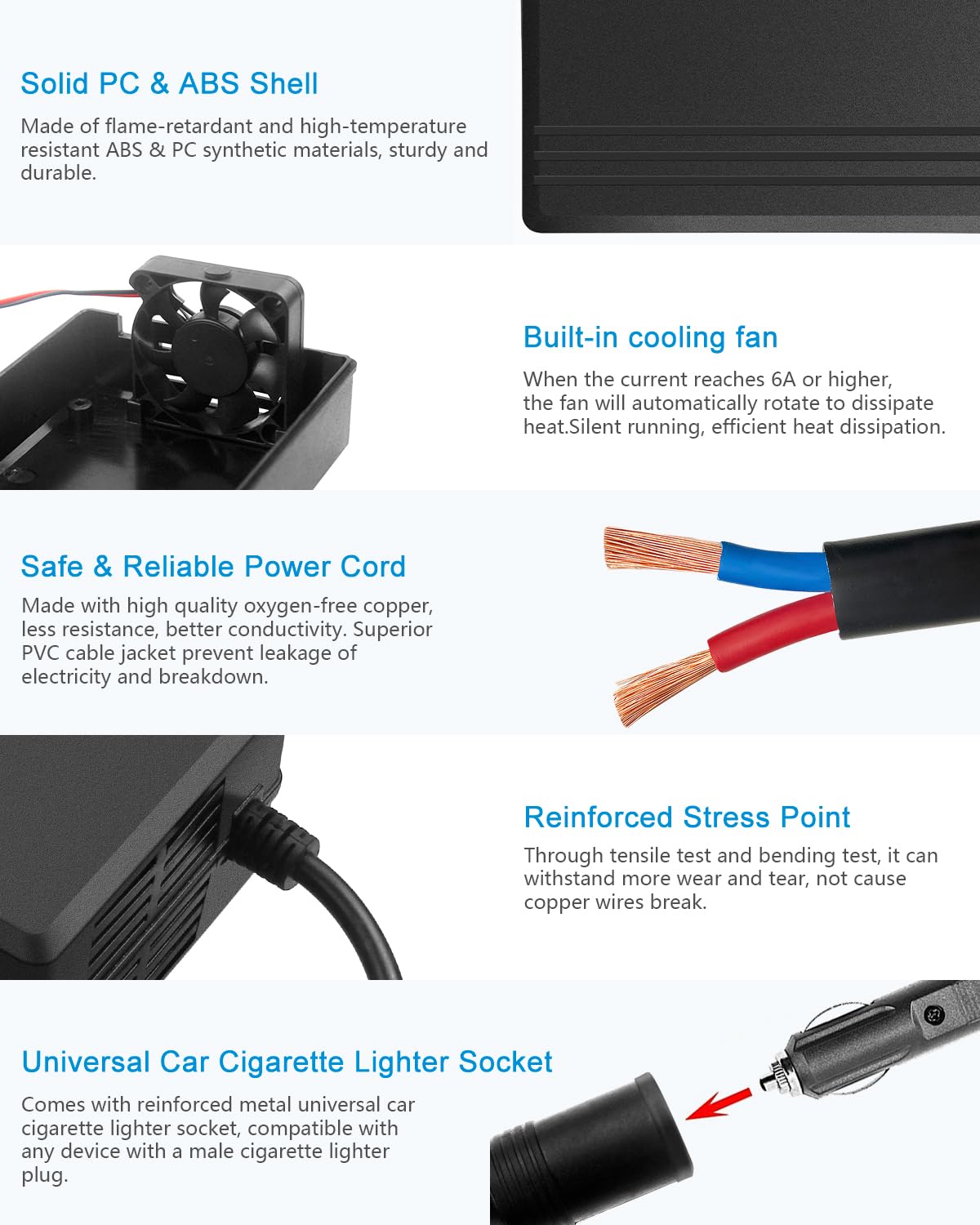 Alitove Ac To Dc Converter 13A 156W Max 120V 110V To 12V Converter Ac/Dc Adapter Power Supply With Car Cigarette Lighter Socket