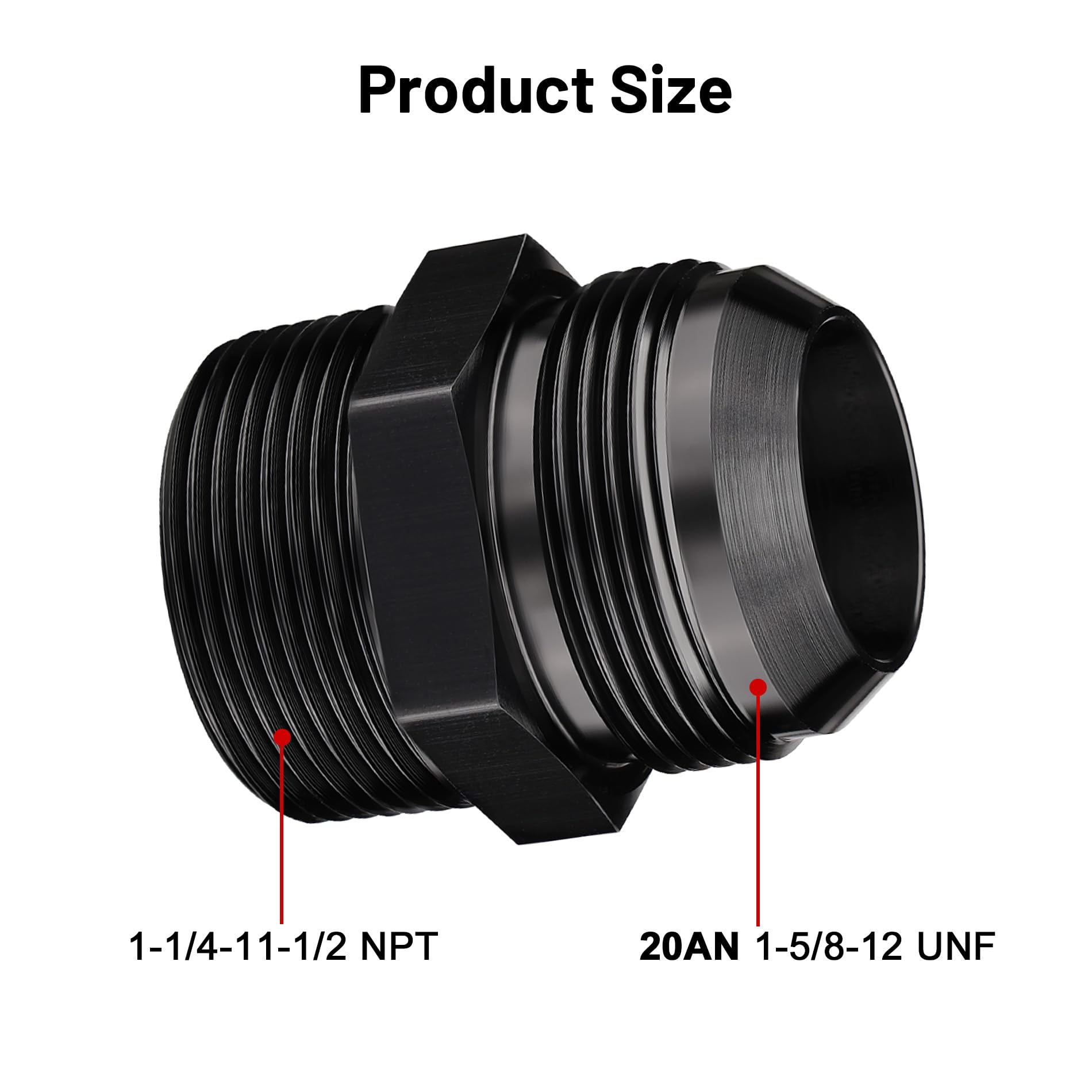 Evil Energy 20An Male Flare To 1-1/4'' Npt Pipe Fitting Adapter Straight Aluminum Black 2Pcs