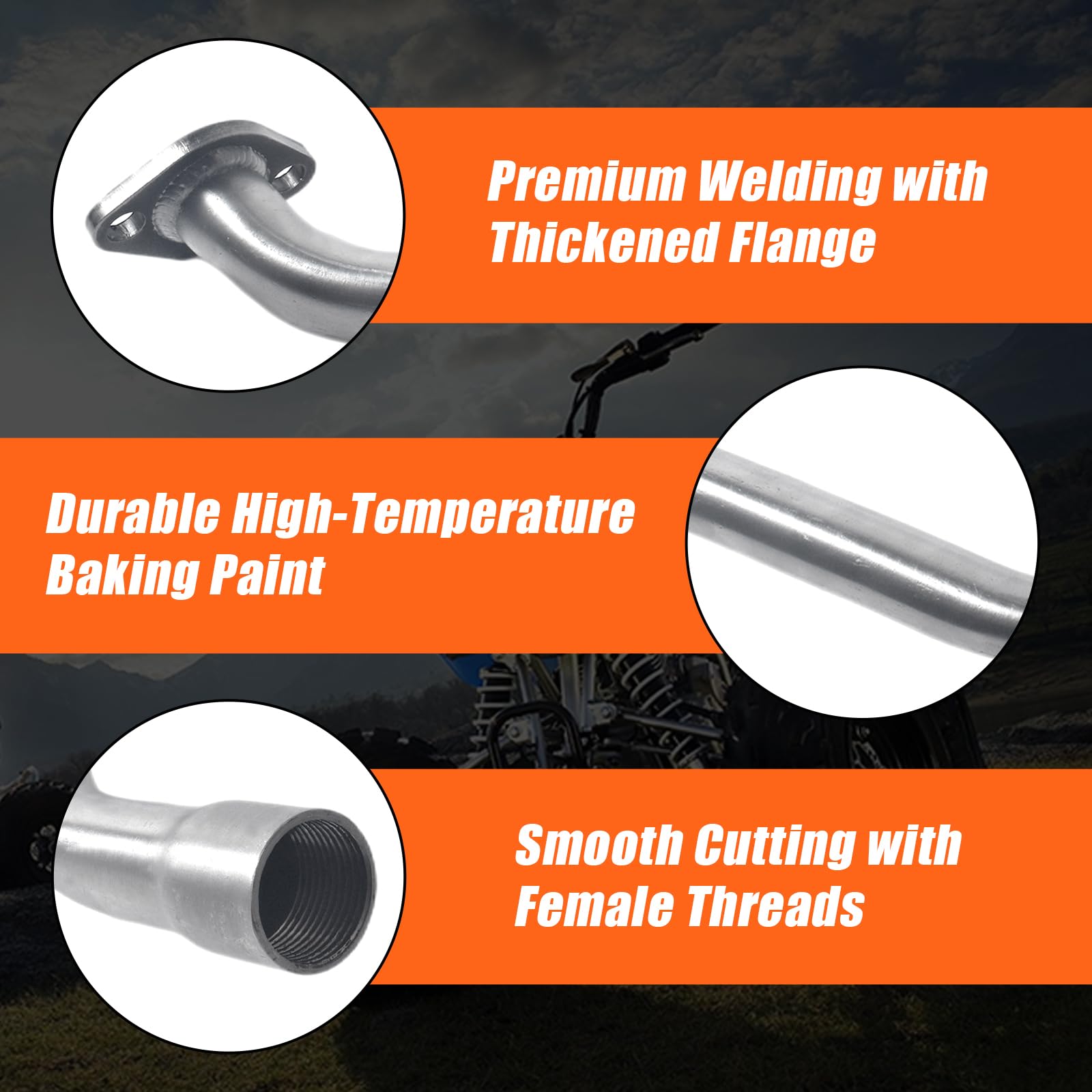 JOIQEXJ Exhaust Header Pipe for Predator 196cc 212cc GX160 GX200 Go Kart