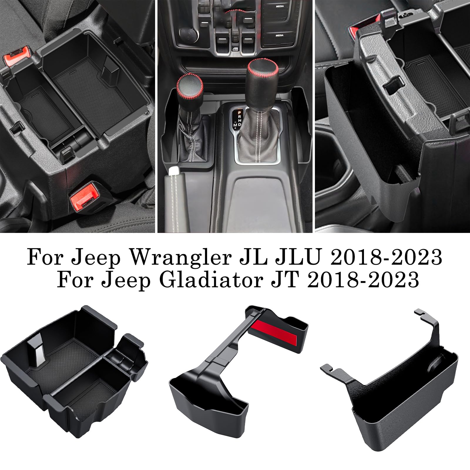 Eamplest Center Console Organizer for Jeep Wrangler JL/JLU 2018-2023 2024 and Gladiator JT 2020-2023 Accessories Gear Shift Side