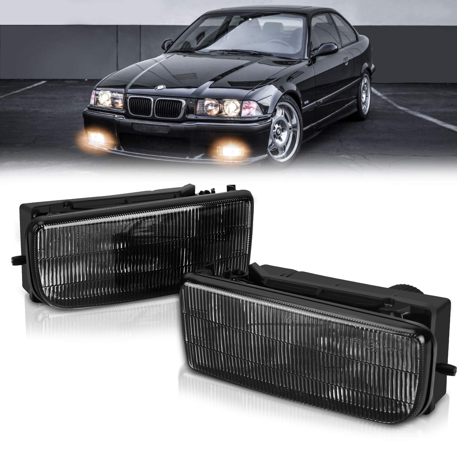 Tangmige Fog Lights Lamps For 1992 1993 1994 1995 1996 1997 1998 1999 Bmw (M3 / E36) 318I 318Is 318Ti 320I 323I 323Is 325I 325Is 328I 328Is 3 Series Original Design, 1 Pair, Smoke Lens, W/H1 Bulbs