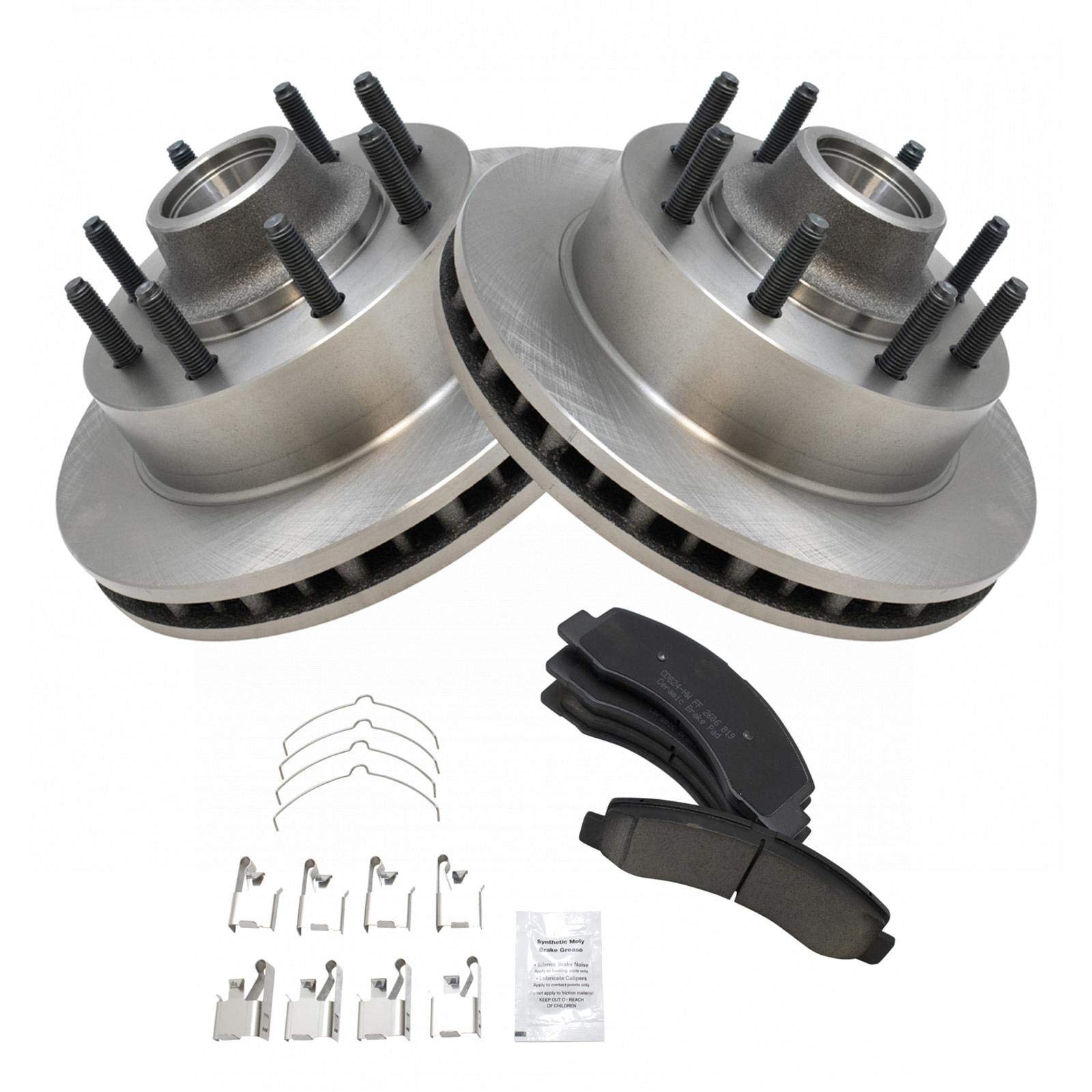 Trq Front Brake Pad & Rotor Kit Brake Pads Brake Rotor Ceramic Compatible With 2000-2002 Ford Excursion F-250 Super Duty F-350 S