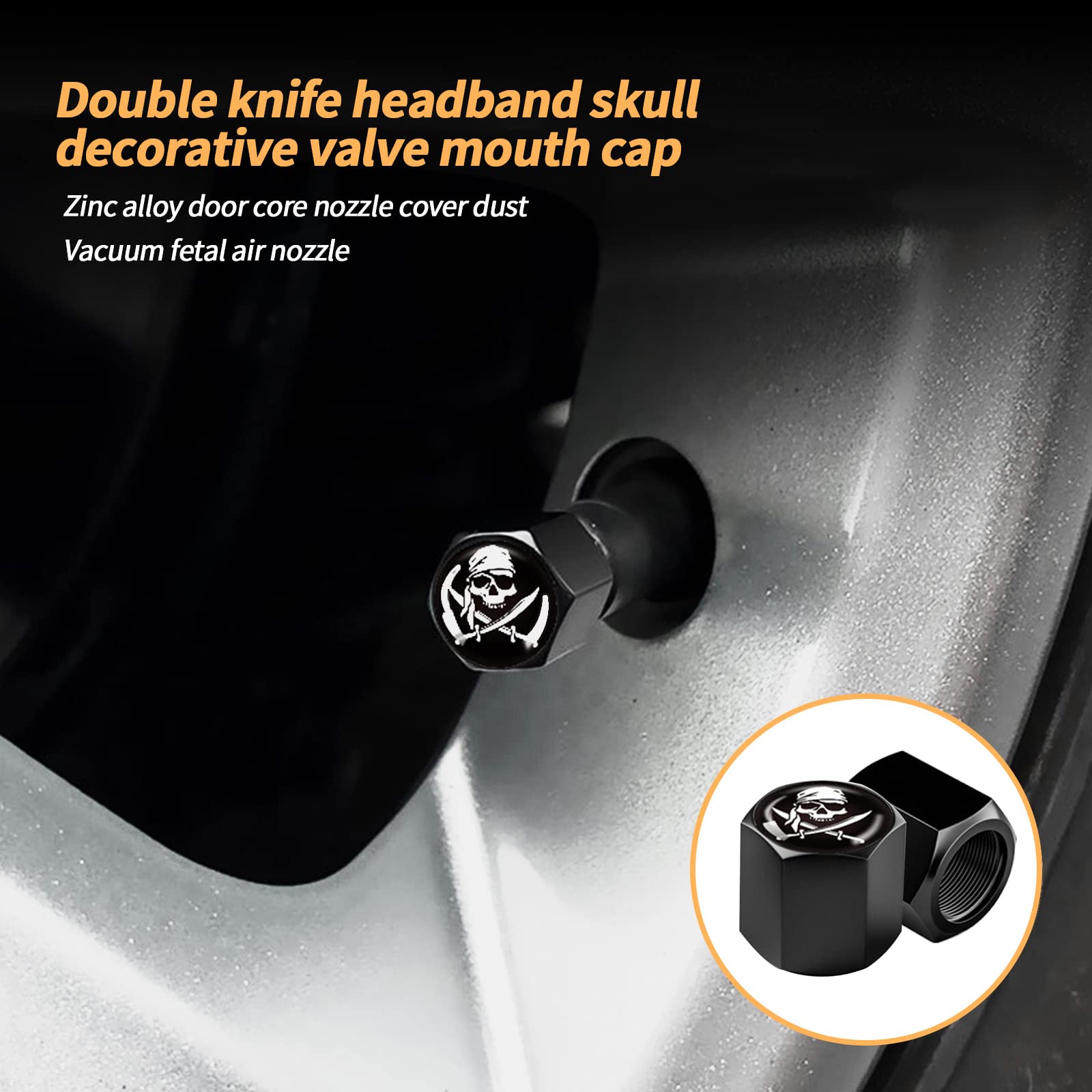 Ajxn 4 Pack Skull Car Wheel Tire Valve Stem Caps Airtight Dust Proof Covers Universal Tire Air Valve Caps For Cars, Trucks, Bicycles, Car Accessories For Men And Women (White Scarf Skull #29)