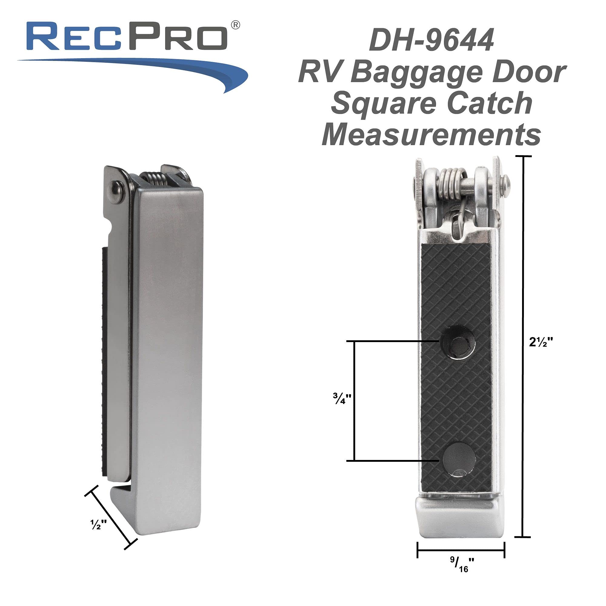 Recpro Rv Stainless Steel Baggage Door Catch Latch | Square (2 Pack)
