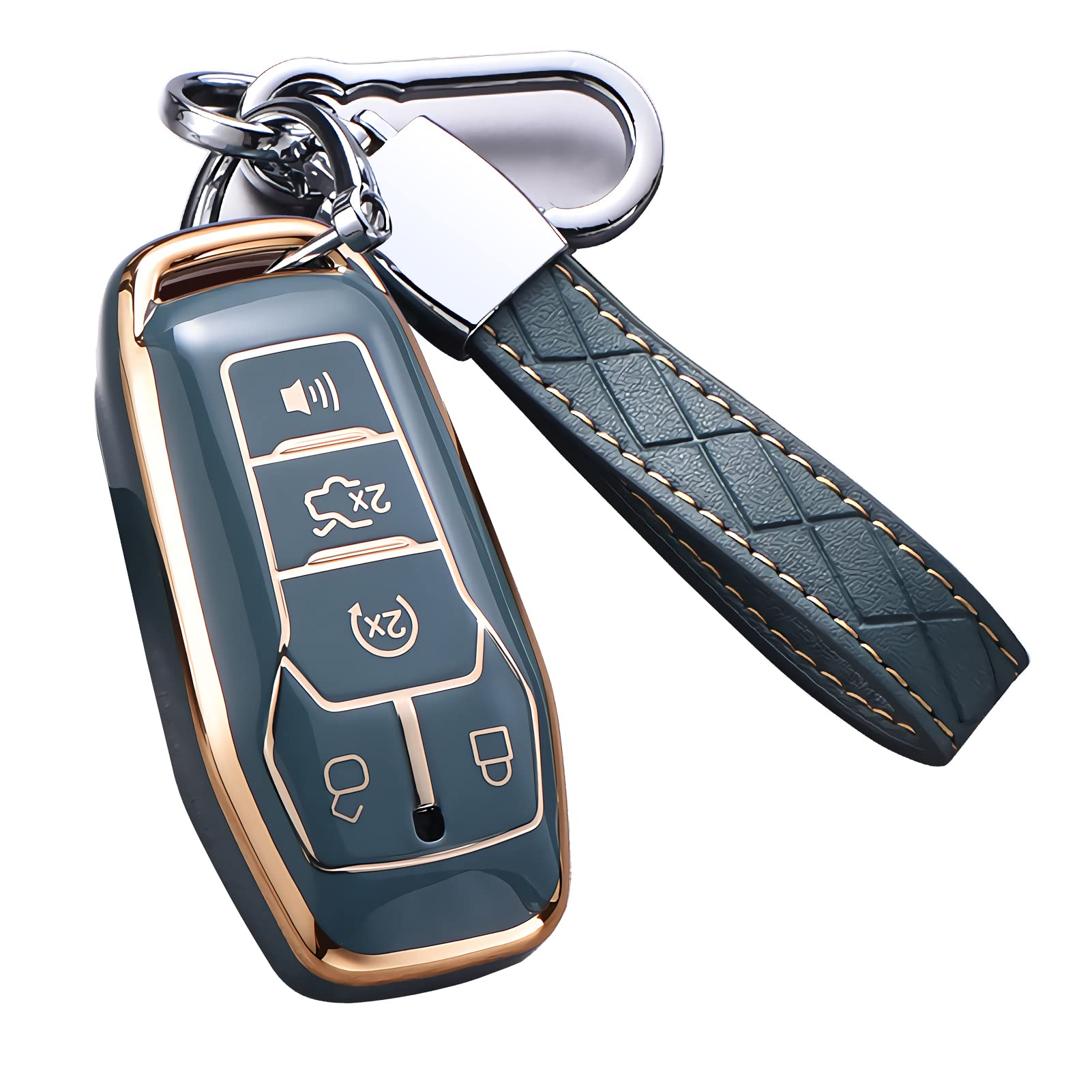 For Ford Key Fob Cover With Keychain, Premium Soft Tpu Full Protection Key Fob Case For Ford Fusion Mustang F150 Edge Explorer L