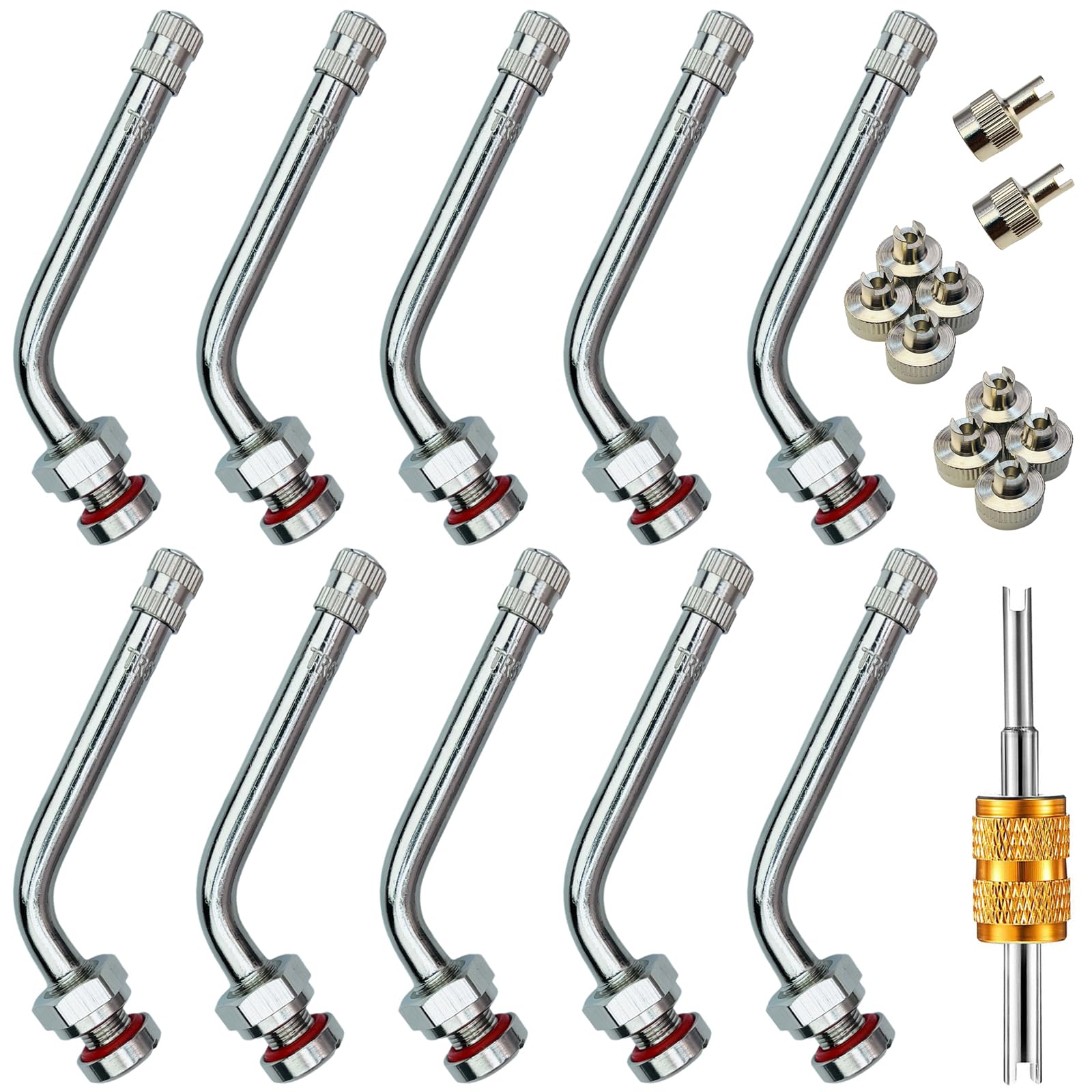 AUKISS TR545D Truck Tire Valve Stems, 60 Degree Brass Valve Stems Compatible with Alcoa 22.5in 24.5in Aluminum Wheels 9.7mm Rim 