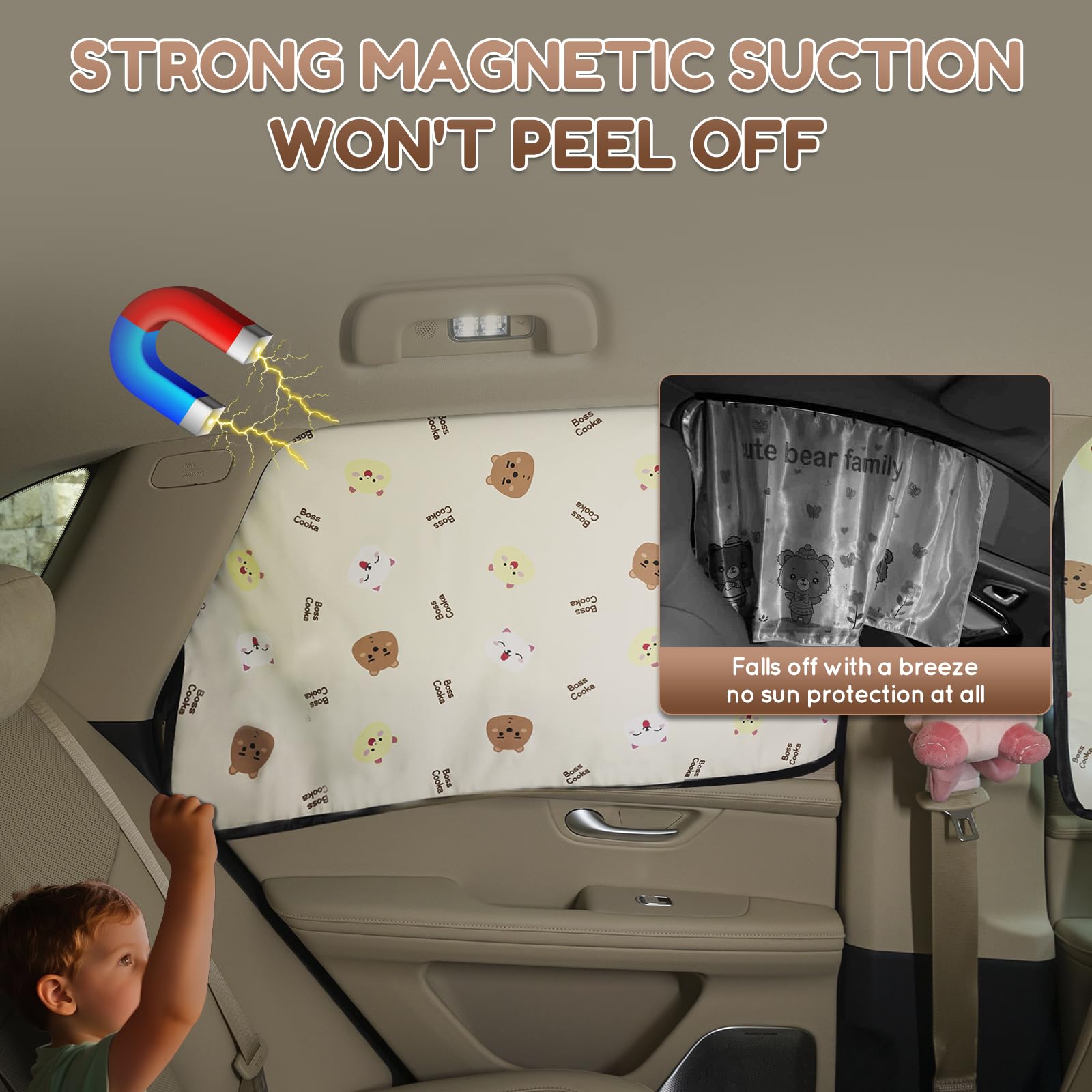 Aokway Car Window Shade (2Pack)-Uv-Blocker Magnetic Car Window Sun Shade For Baby 99% Uv Protection Fit Suv/Sedan/Minivan | Roll