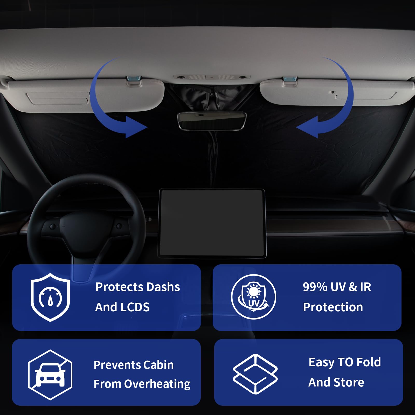 For 2024 Upgrade Highlander Windshield Sun Shade Front Sunshade Custom Fit For 2007-2023 Toyota Grand Highlander Hybrid Suv Wind