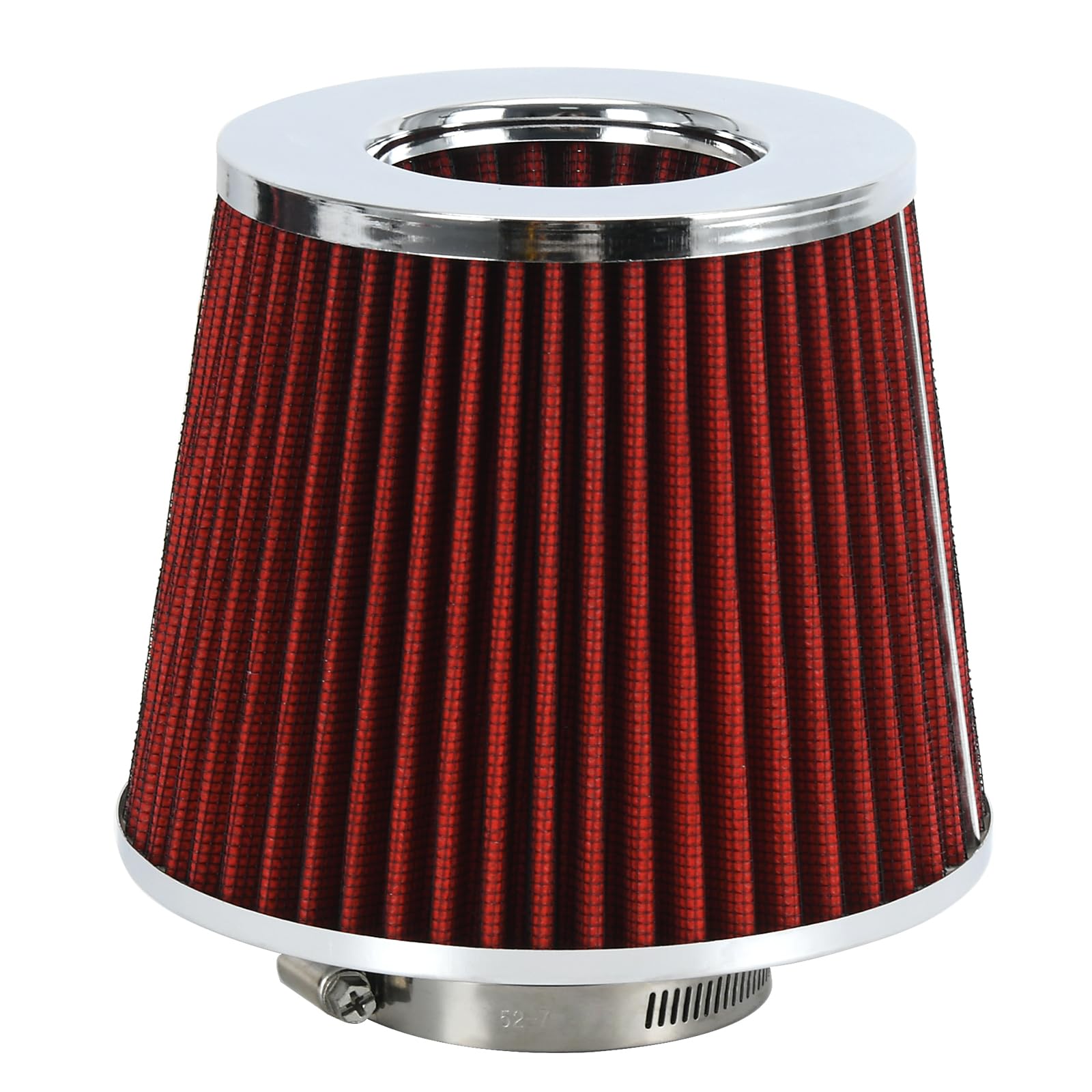 Ptnhz Universal Red 2.5'' 63Mm High Flow Cold Air Intake Cone Air Filter Power Intake Air Inlet System Air Cleaner