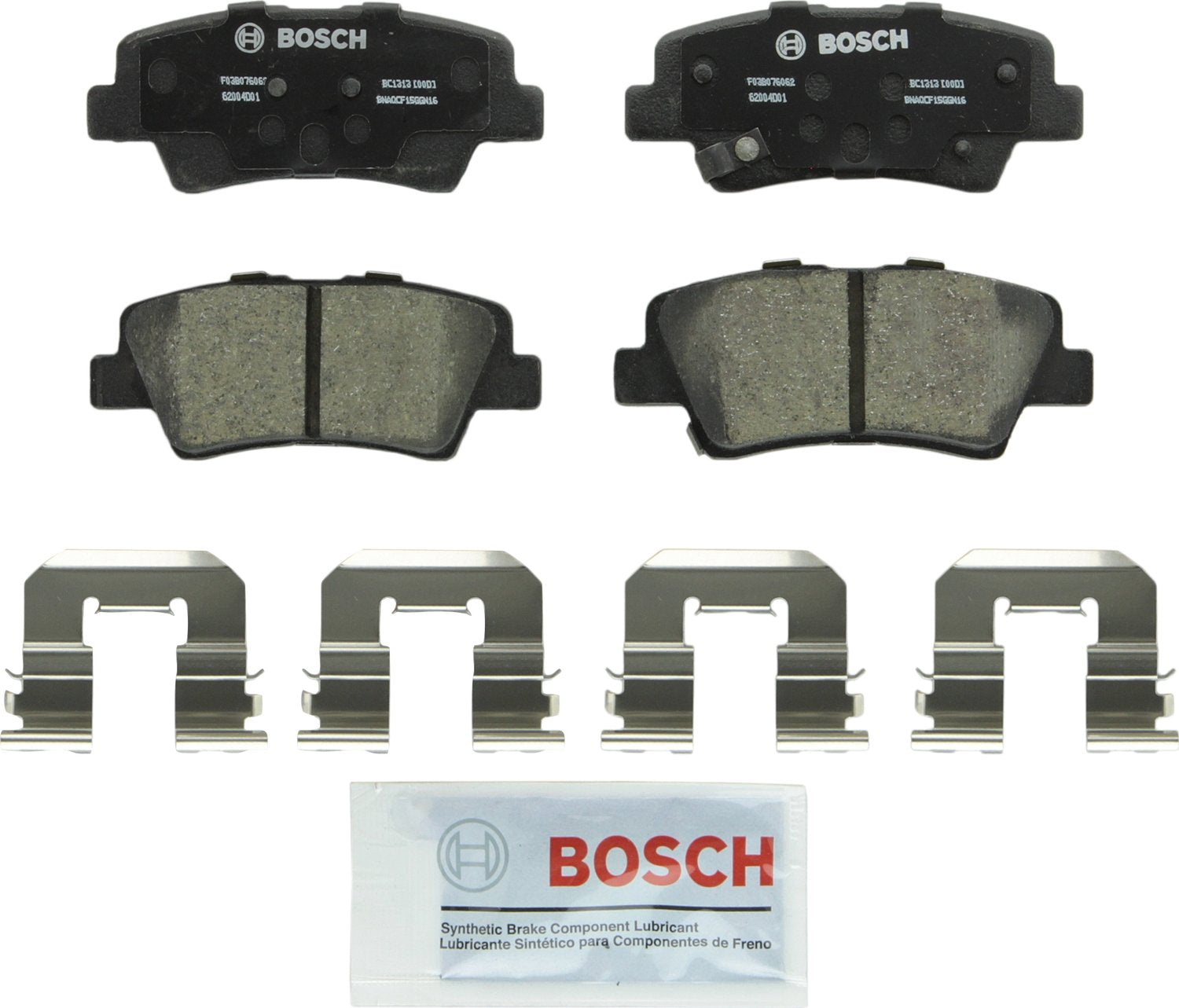 BOSCH BC1313 QuietCast Premium Ceramic Disc Brake Pad Set - Compatible with Select Hyundai Azera, Elantra, Sonata; Kia Amanti, O