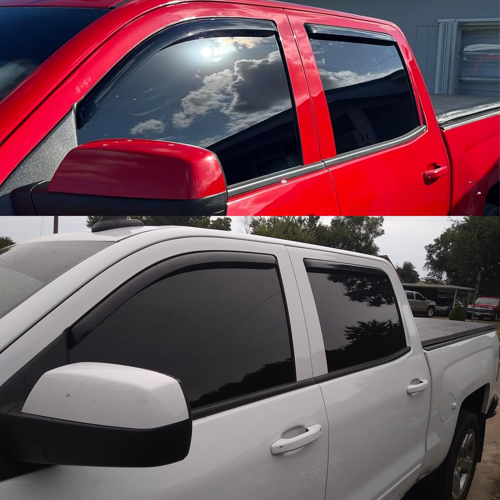 In-Channel Side Window Visors Wind Deflectors For Chevy Silverado/Gmc Sierra 1500 2500Hd 3500Hd Double/Extended Cab 2014-2018, V