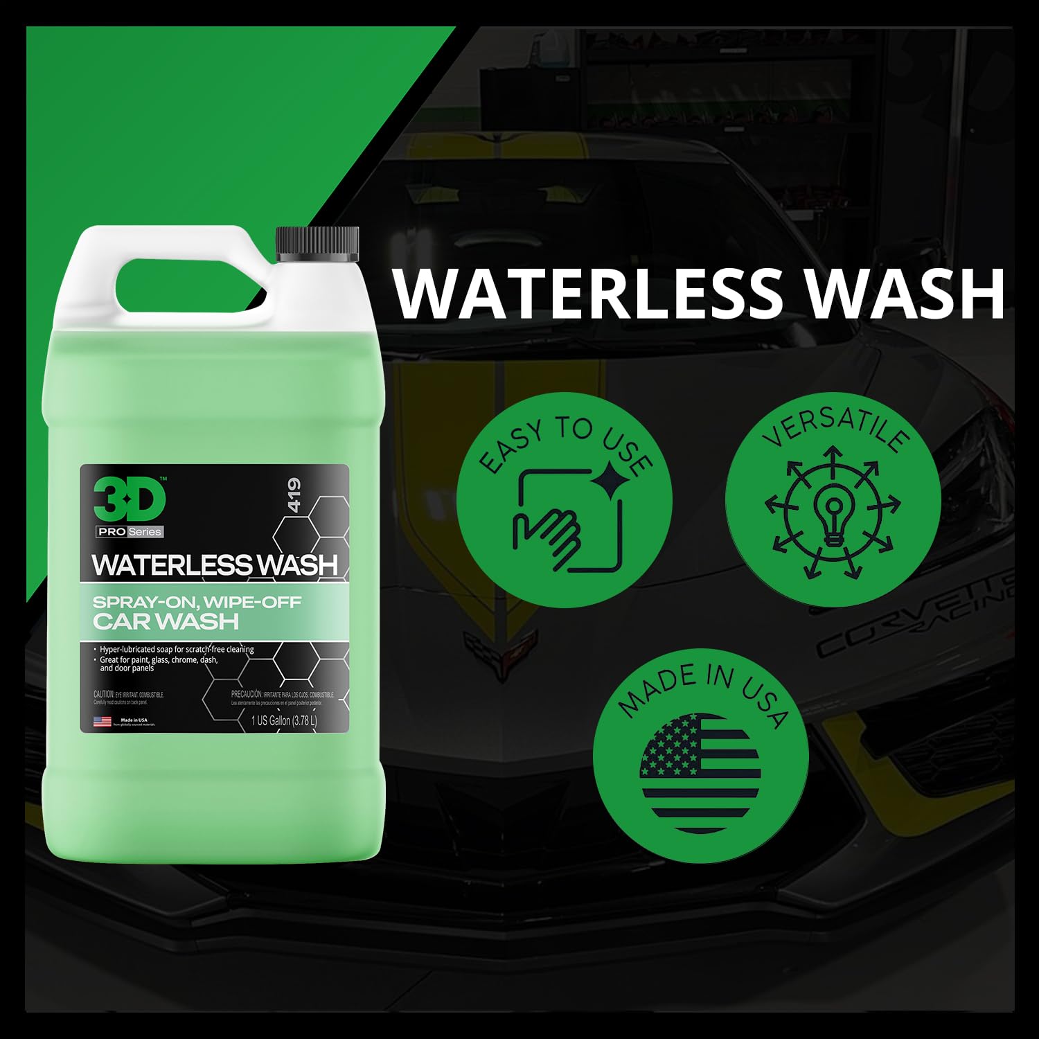 3D Waterless Car Wash - Easy Spray Waterless Detailing Spray - No Soap Or Water Needed - Great On Cars, Rvs, Motorcycles & Boats