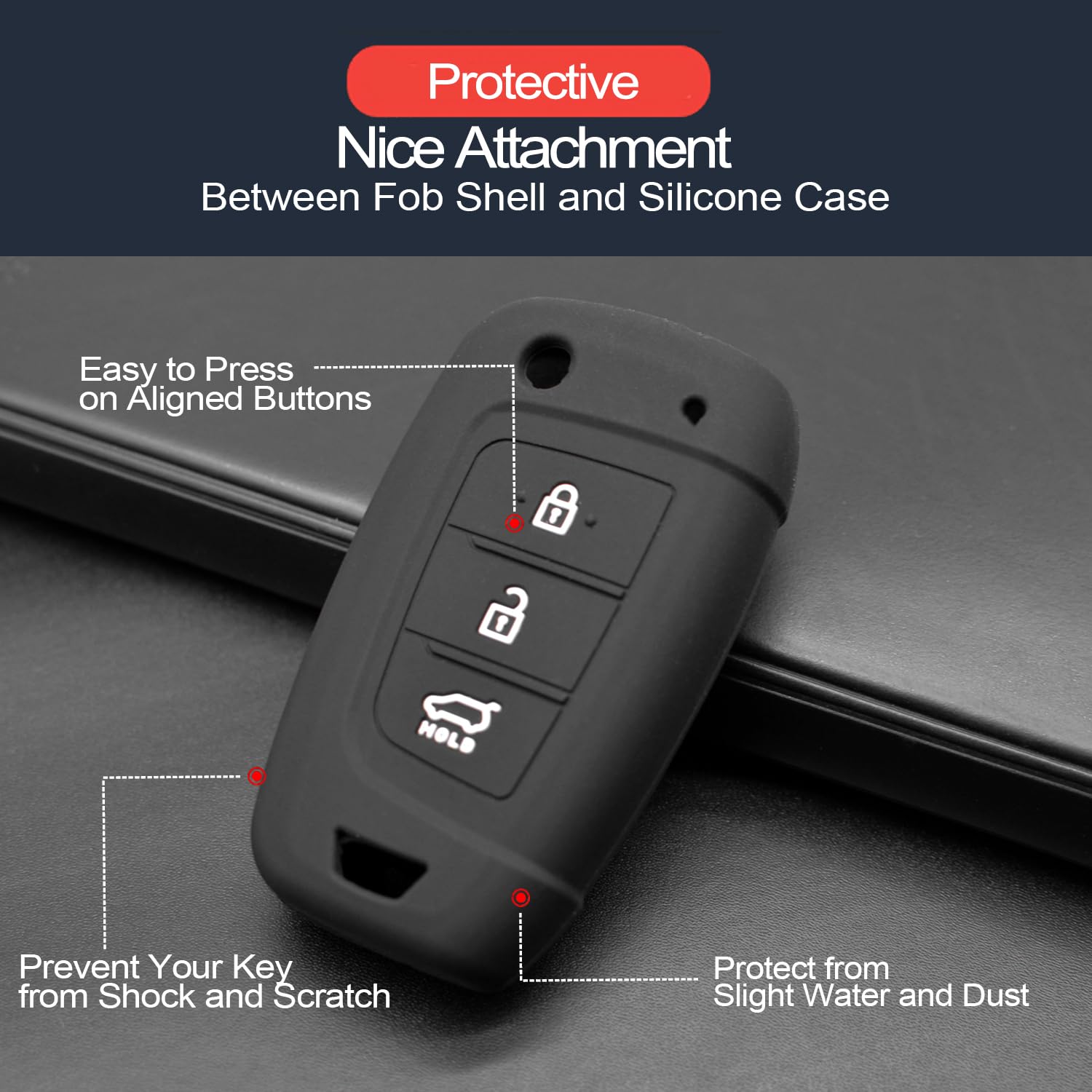Infipar 2Pcs Compatible With Hyundai Kona Palisade Santa Fe Tucson Venue Accent Key Fob Cover Case Key Chain Protector Flip 3 Bu