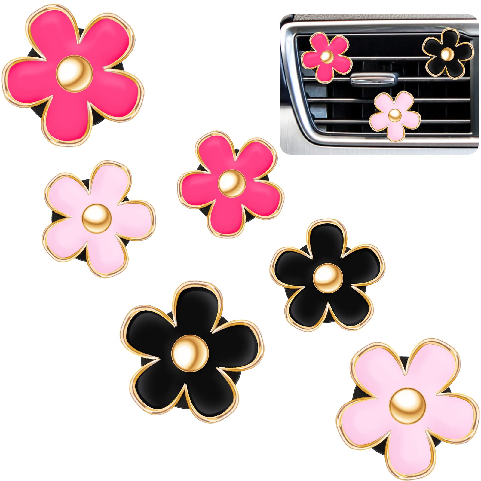 Frienda 6 Pcs Daisy Flower Air Vent Clip Christmas Daisy Flower Car Air Vent Clips Air Freshener Outlet Clip Car Air Conditionin