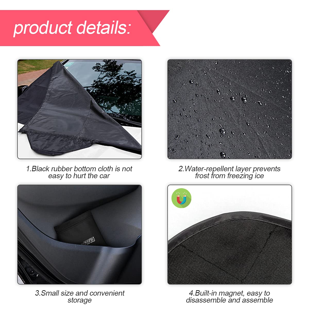 Loyaforba Car Magnetic Windshield Snow Cover For Ice, All Weather Application Windshield Cover, Snow And Wiper Protector For Mos