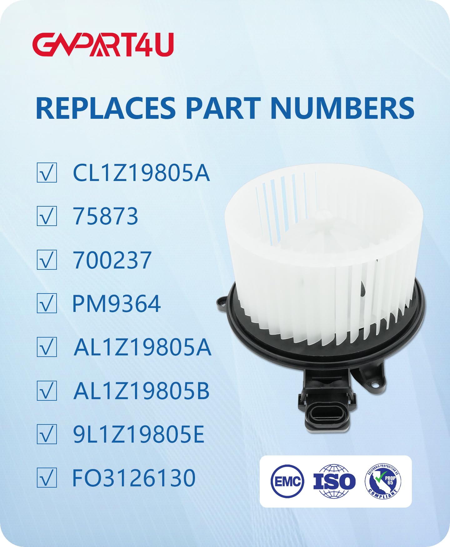 Gvpart4U Front Blower Motor 700237 For Ford 2009 2010 2011 2012 2013 2014 F150, 2009-2014 2015 2016 2017 Ford Expedition Lincoln