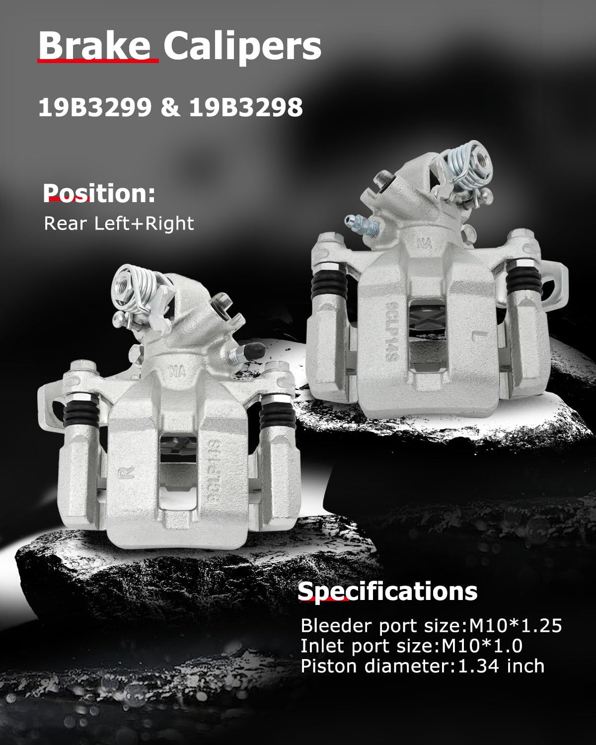 cciyu 19B3299 19B3298 Rear Left & Right Brake Calipers With Bracket For Acura For CSX 2006-2011,For Acura For ILX 2013-2018,For