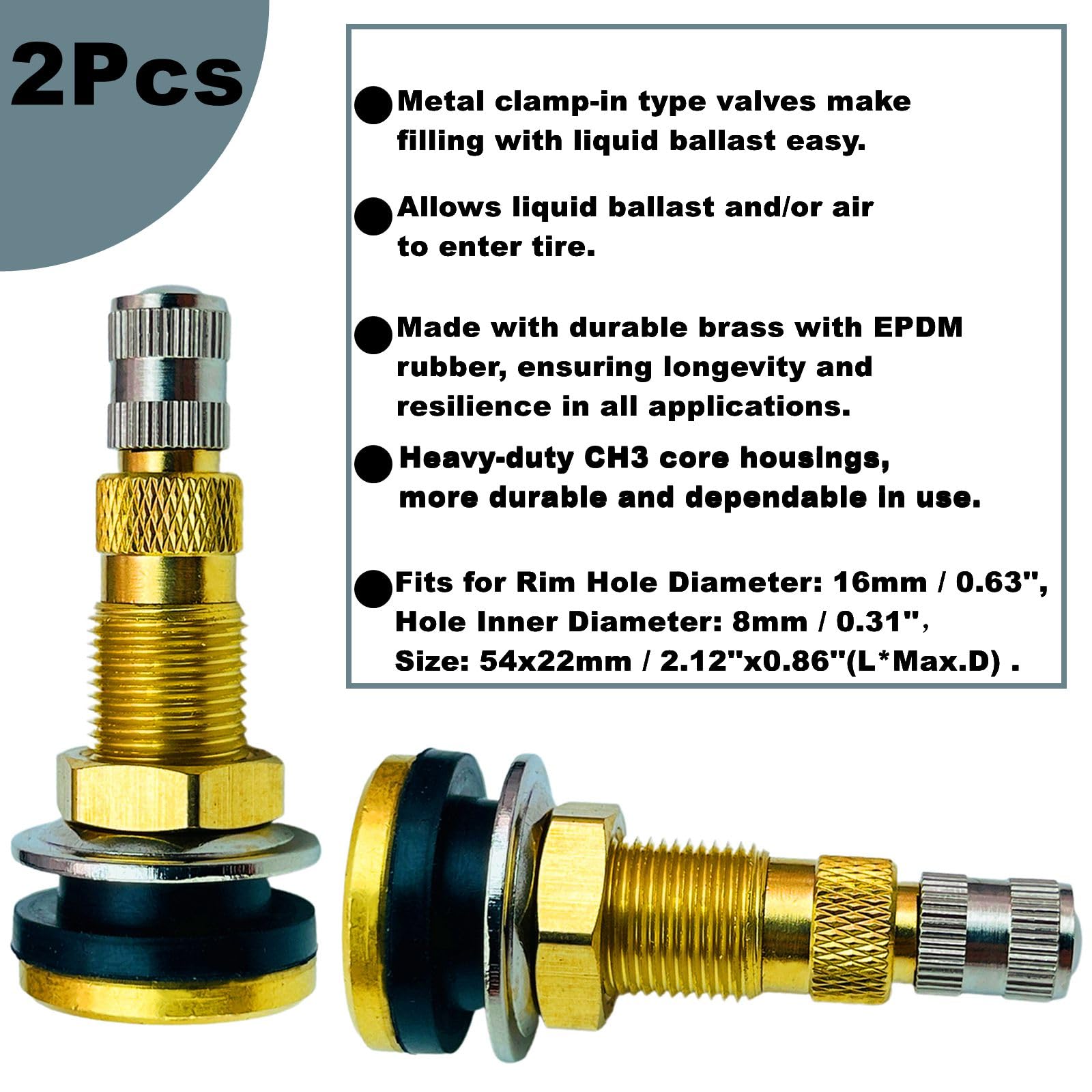 Tr618A Tire Valve Stems,Tubeless Air Liquid Tractor Valve Stems For Tubeless Tires, Industrial Agricultural Wheels, Clamp-In Tir