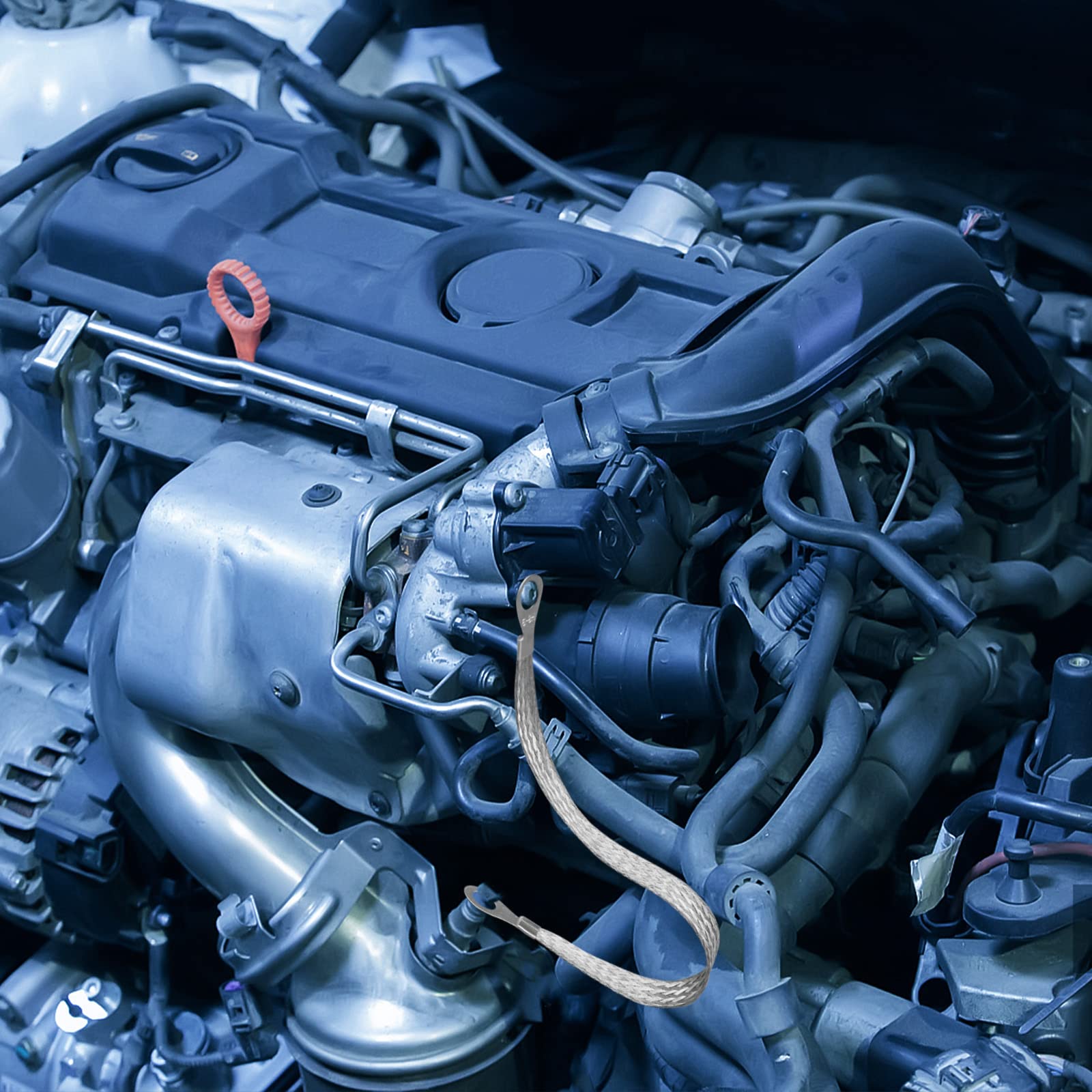 Ground Straps Automotive, 3Pcs 10'' x 1/2'' & 2 Pcs 13'' x 1/2'' Professional Vehicle Grounding Straps, Ground Engine Cable Stra