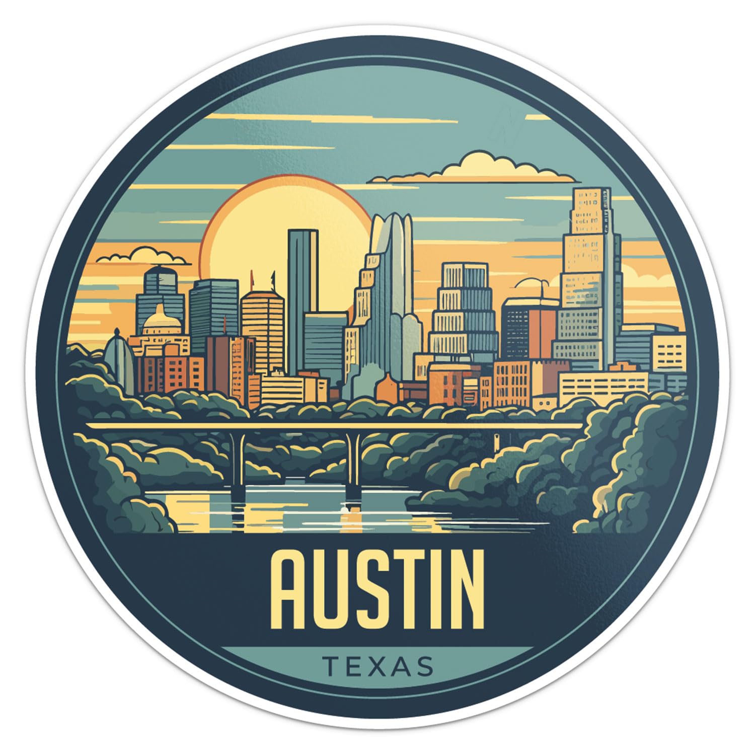Austin City Sticker - Waterproof Vinyl Decal for Car Bumper, Laptop, Water Bottle, Wall, and Window, Size - 3'' Longer Side