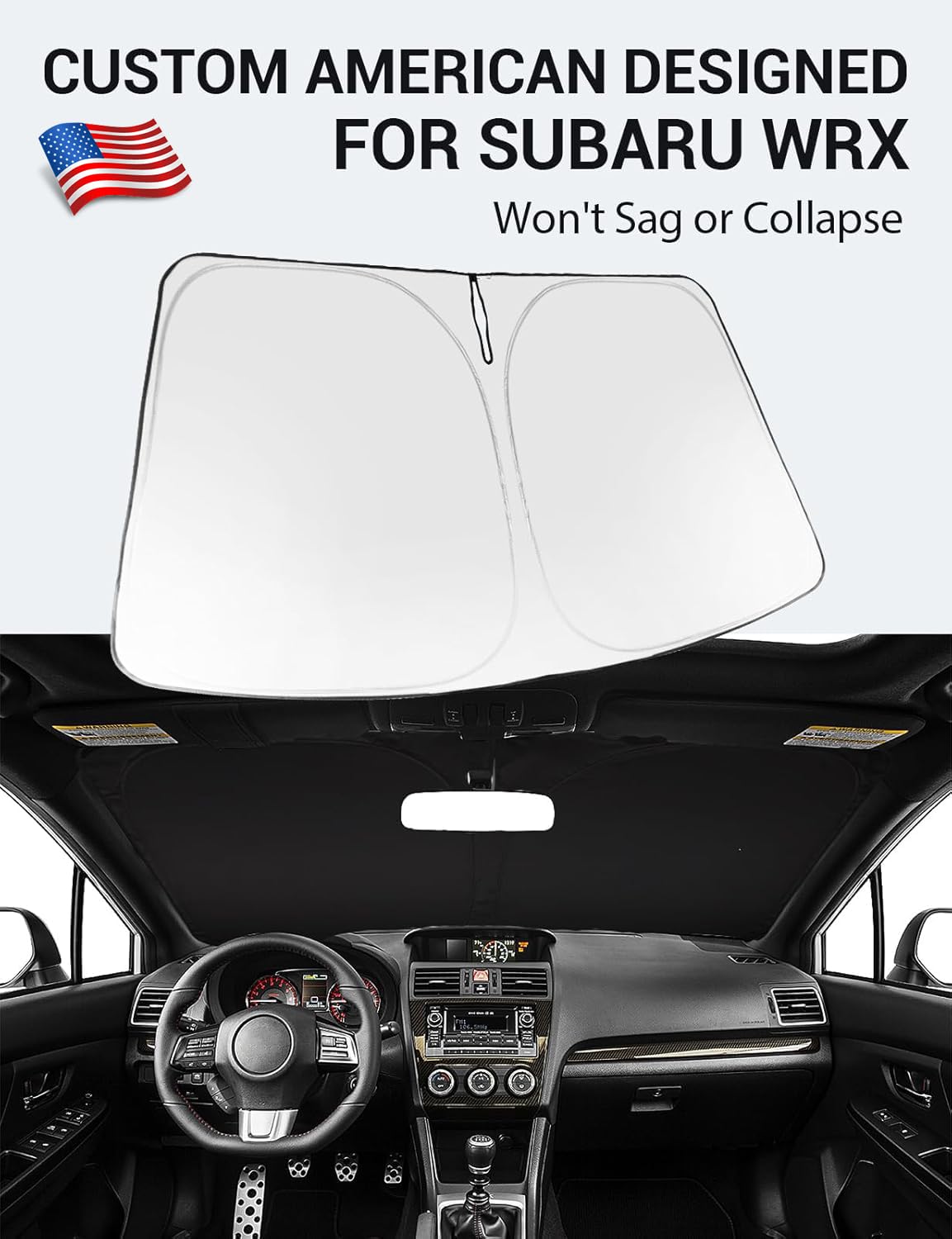 Proadsy 2025 Upgrade Windshield Sun Shade Custom Fit Subaru Wrx 2008-2015 4-Layer Foldable Front Sunshade Protector Sun Visor Bl