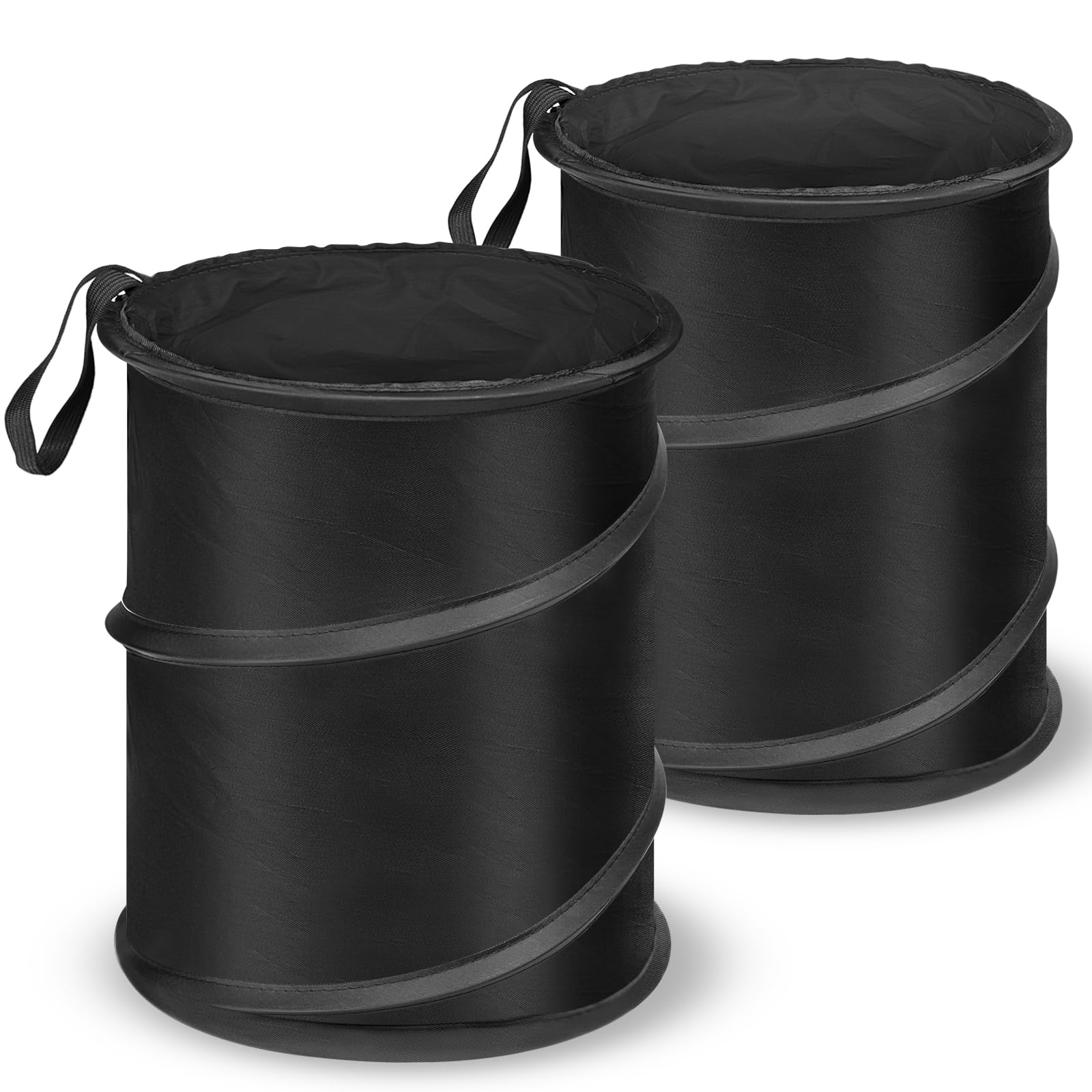Kincown Car Trash Bin, 2 Packs Pop-Up Car Trash Can, Medium-Sized Collapsible Car Garbage Can With Elastic Band Hanging, Double-